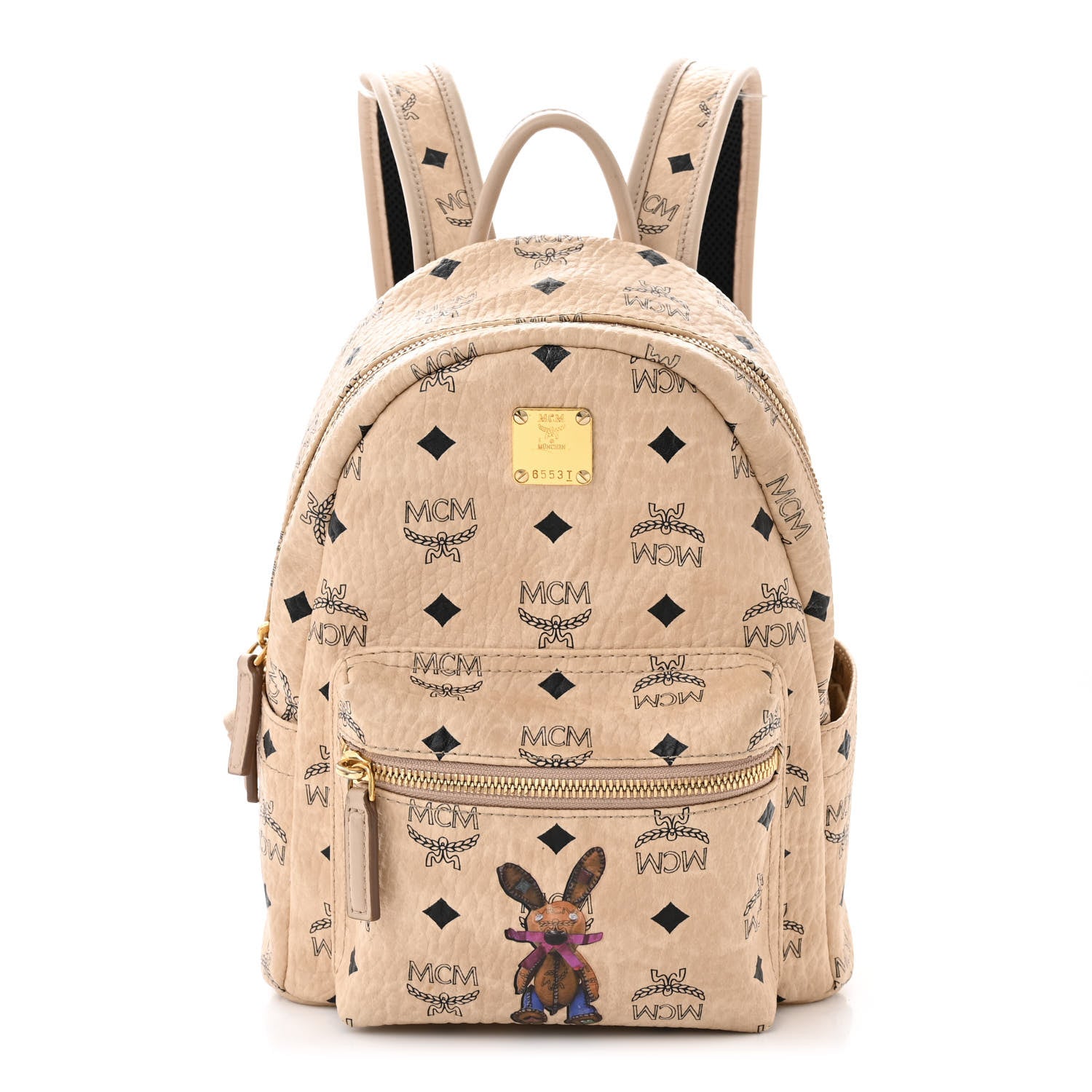 MCM Visetos Small Stark Rabbit Backpack Beige 1 of 11