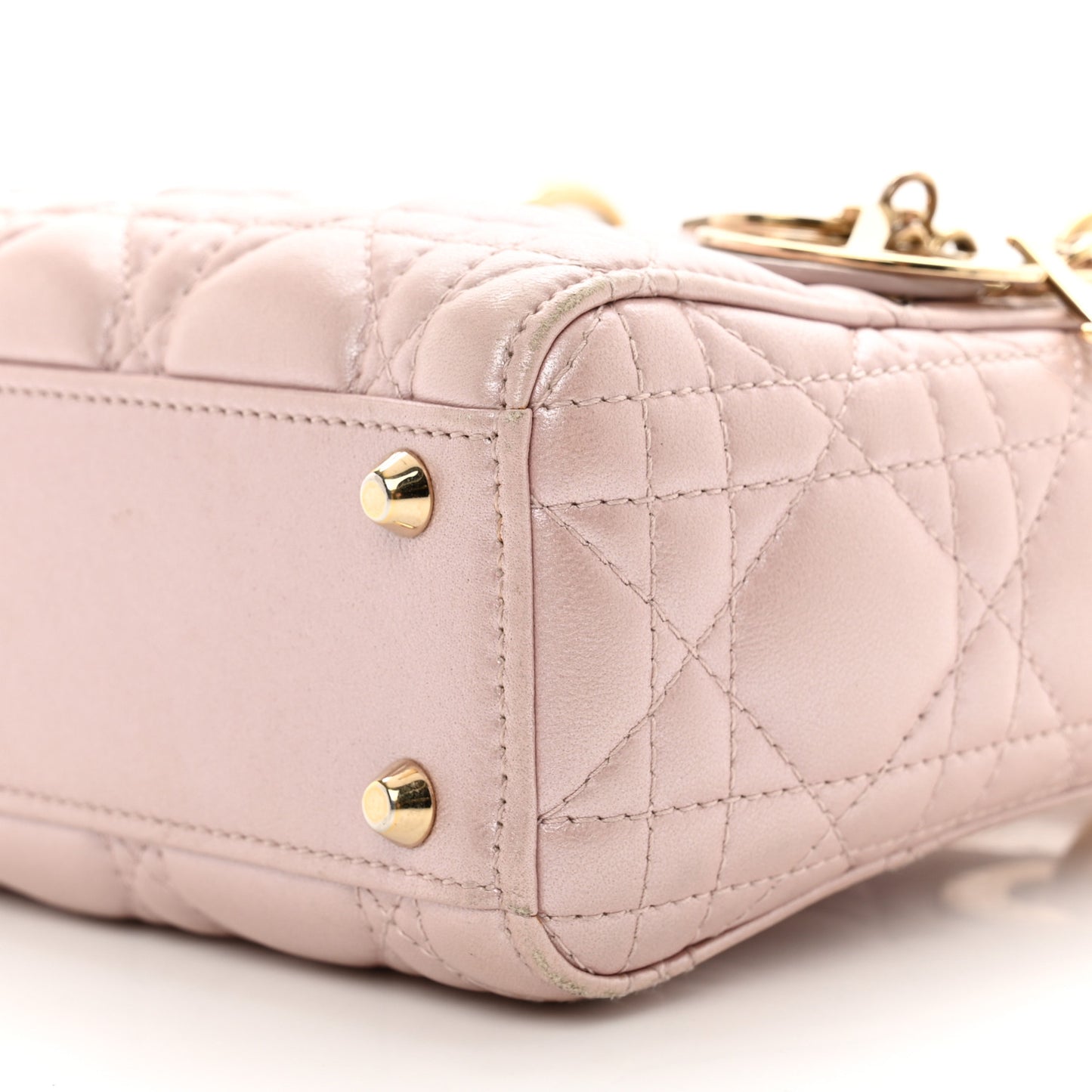 Metallic Lambskin Cannage Mini Lady Dior Lotus