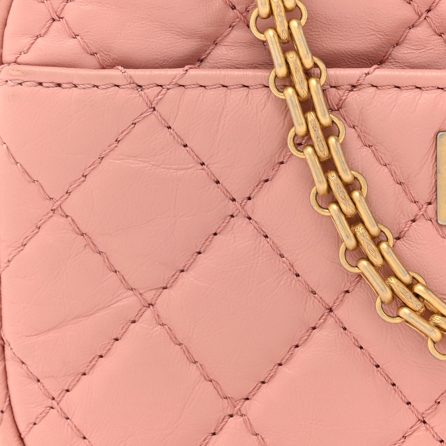 Aged Calfskin Quilted Mini Reissue Camera Case Pink