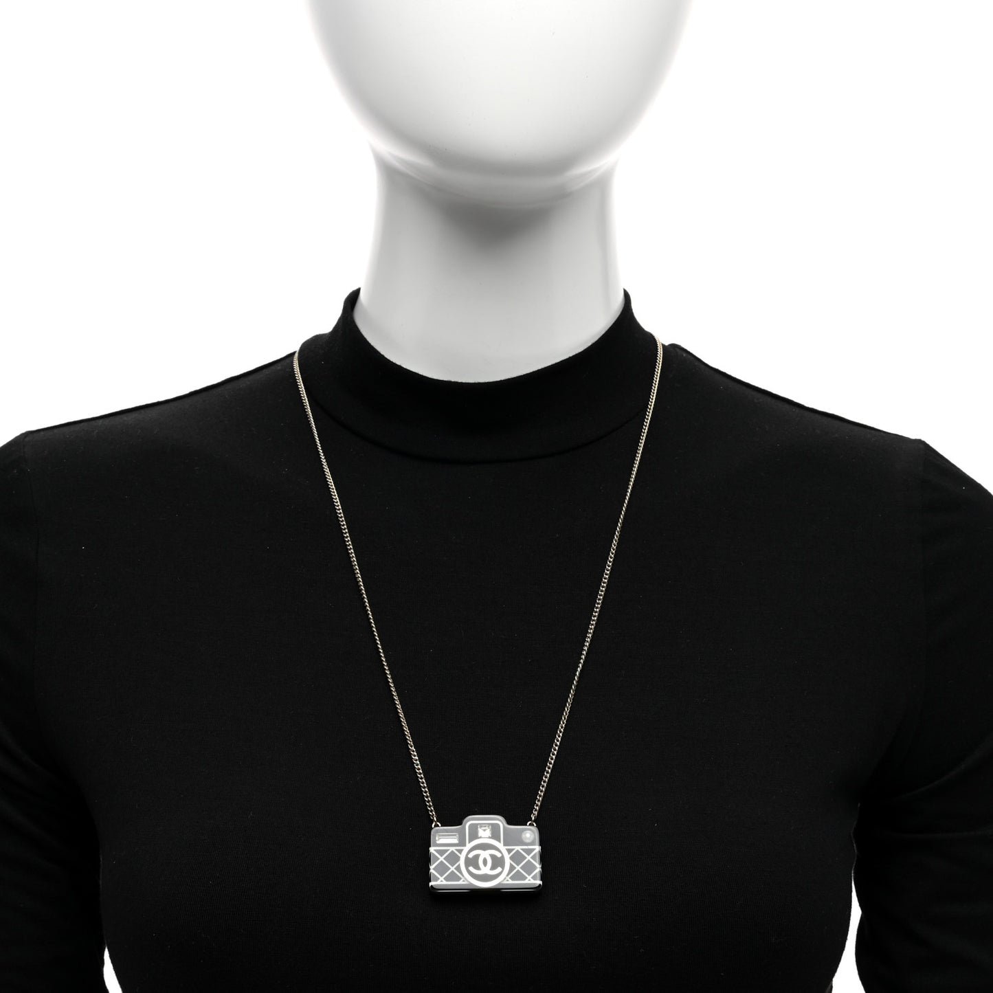 Resin Camera CC Necklace Black Gold