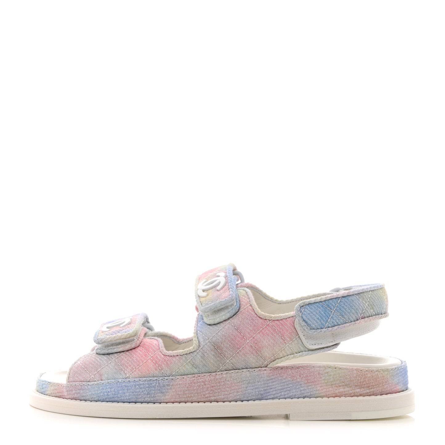 Printed Fabric Quilted Dad Sandals 35 Green Pink Blue