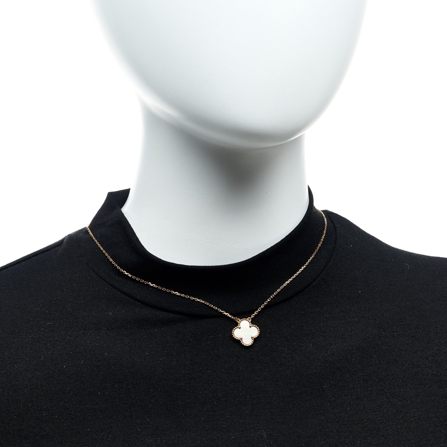 Van Cleef & Arpels 18K Rose Gold Gray Mother of Pearl Vintage Alhambra Pendant Necklace 2 of 7