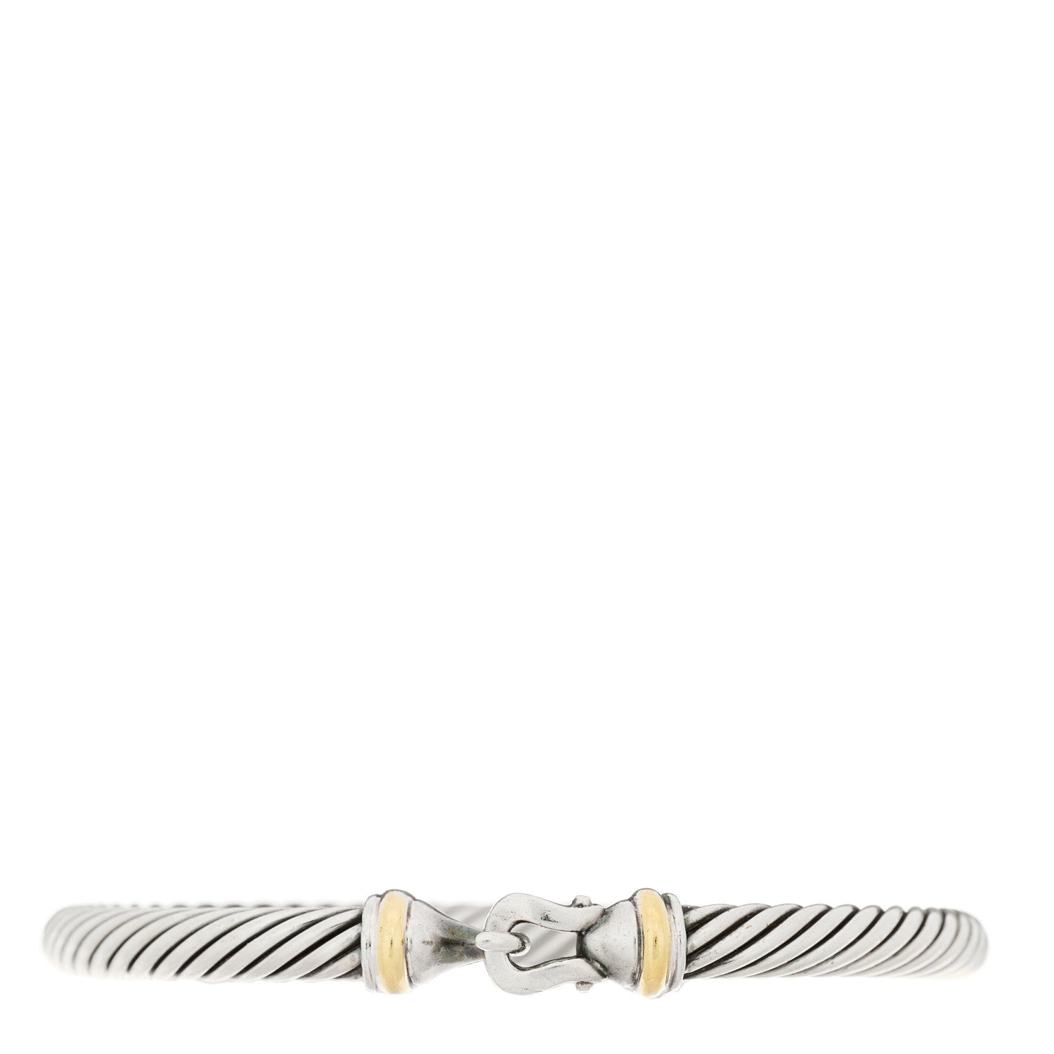 David Yurman Sterling Silver 18K Yellow Gold 4mm Cable Classic Buckle Bracelet 1 of 3