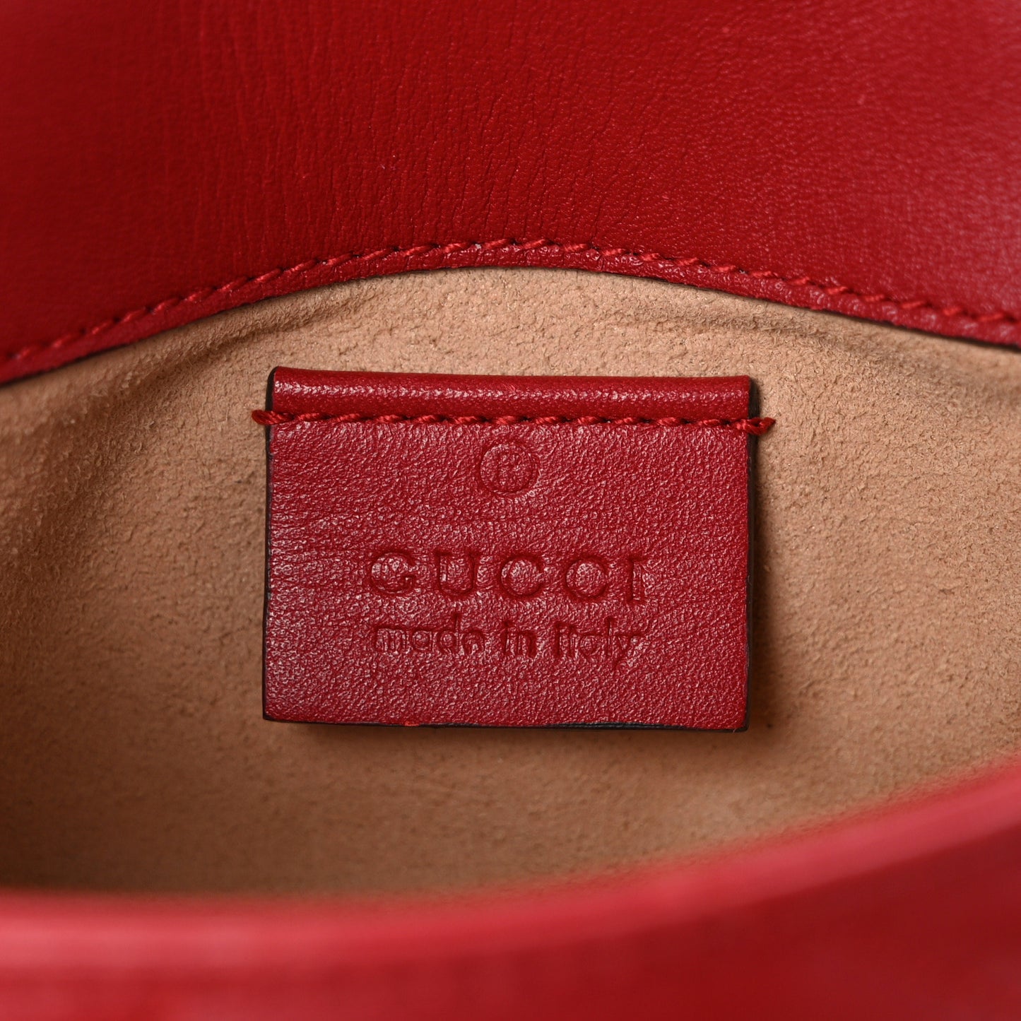 Calfskin Matelasse Super Mini GG Marmont Shoulder Bag Hibiscus Red