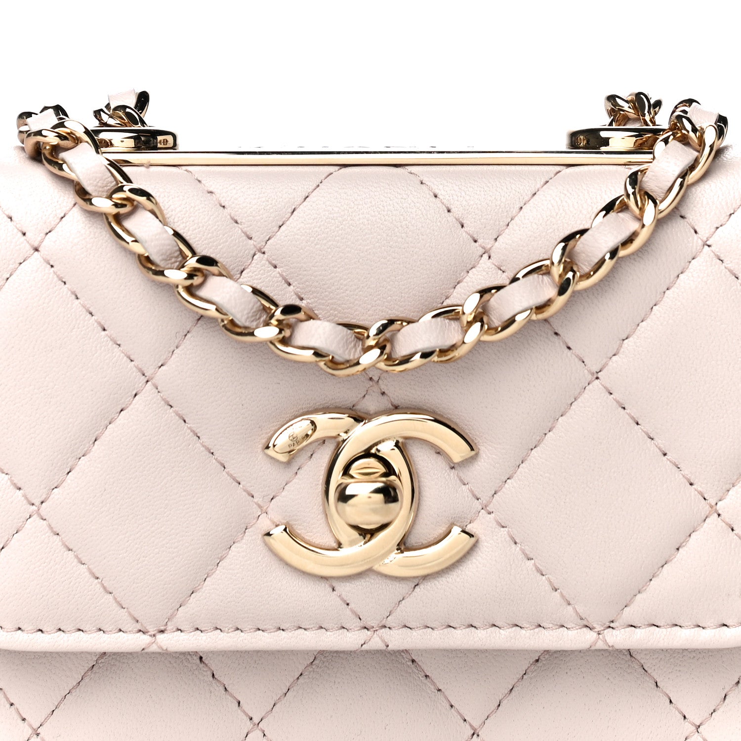 Chanel Lambskin Quilted Trendy CC Card Holder On Chain Light Pink 9 of 12
