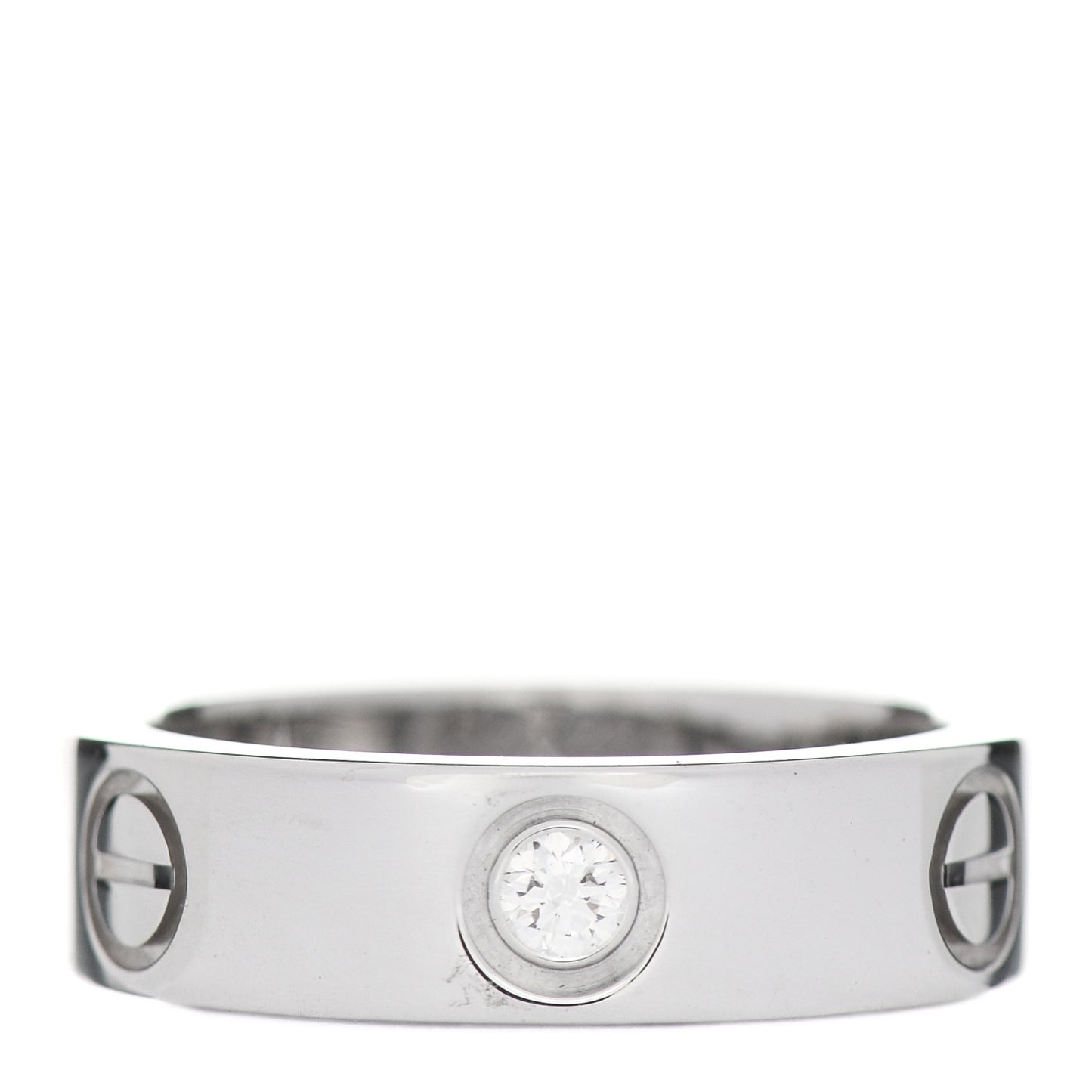 18K White Gold 3 Diamond 5.5mm LOVE Ring 53 6.5