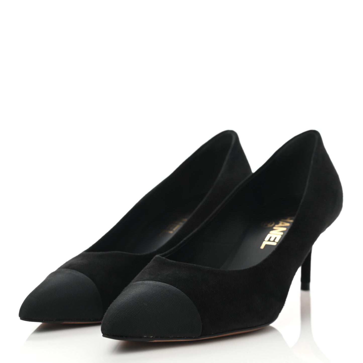 Suede Grosgrain Cap Toe Pumps 37.5 Black