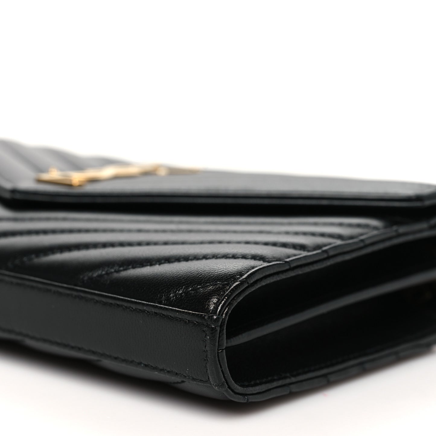 Grain De Poudre Matelasse Chevron Monogram Chain Wallet Black