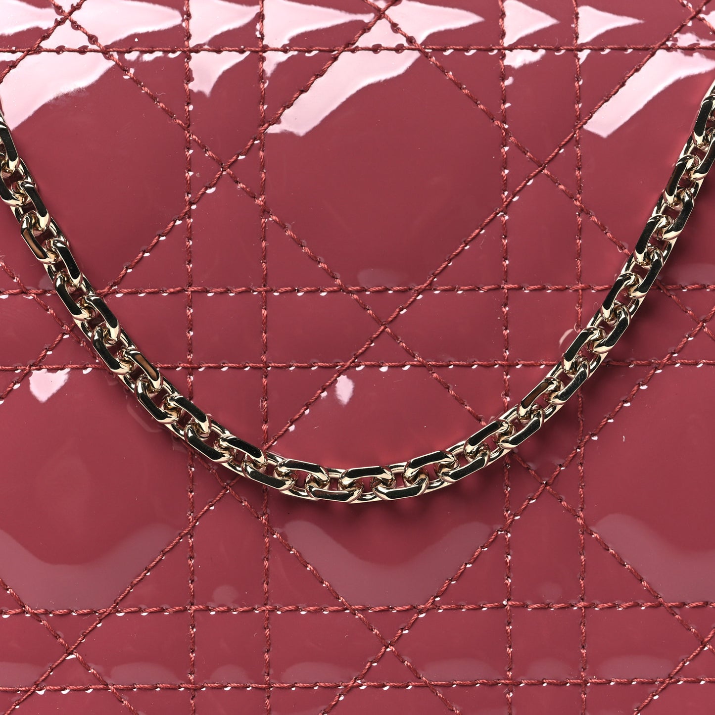 Patent Cannage Lady Dior Convertible Clutch Mallow Rose