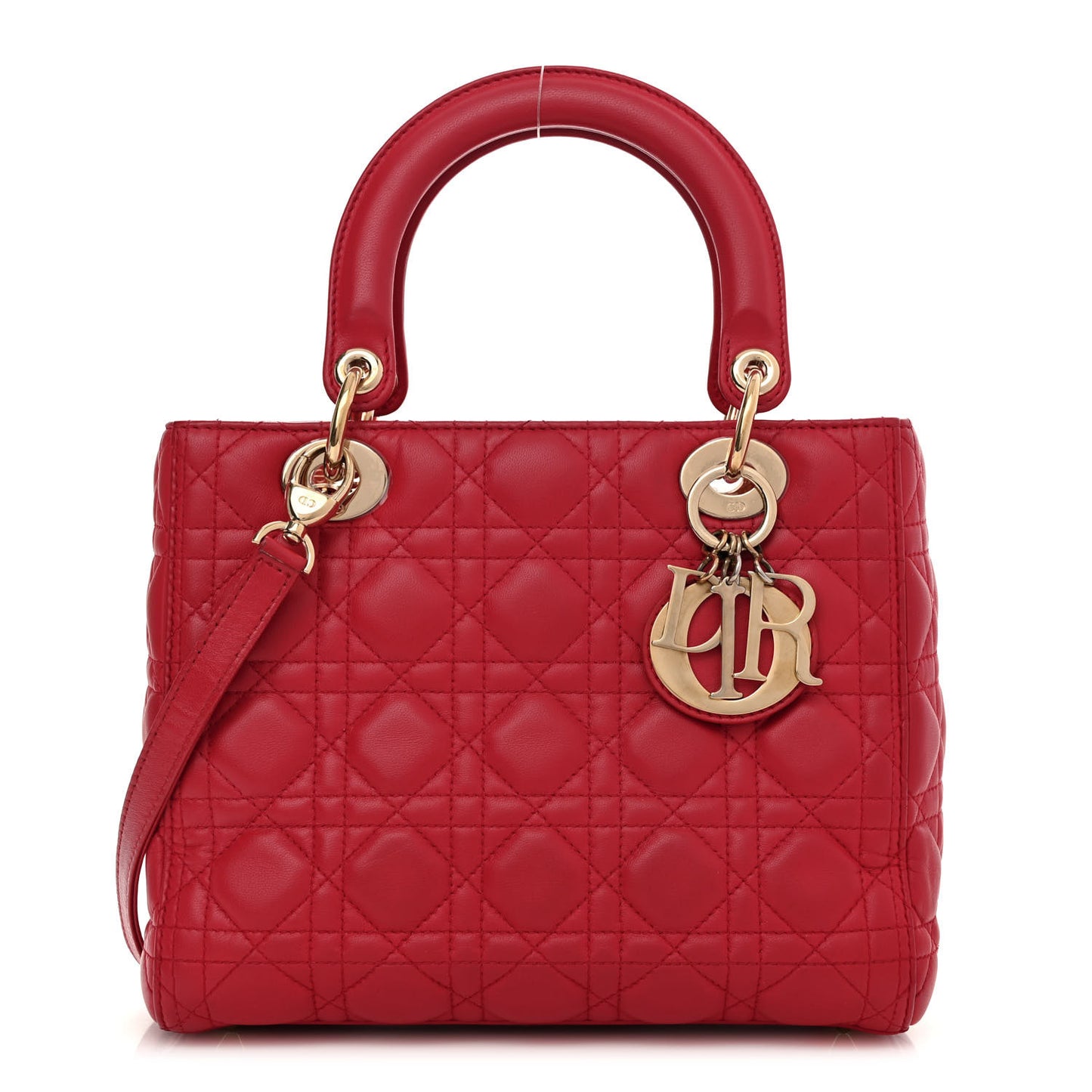 Lambskin Cannage Medium Lady Dior Red