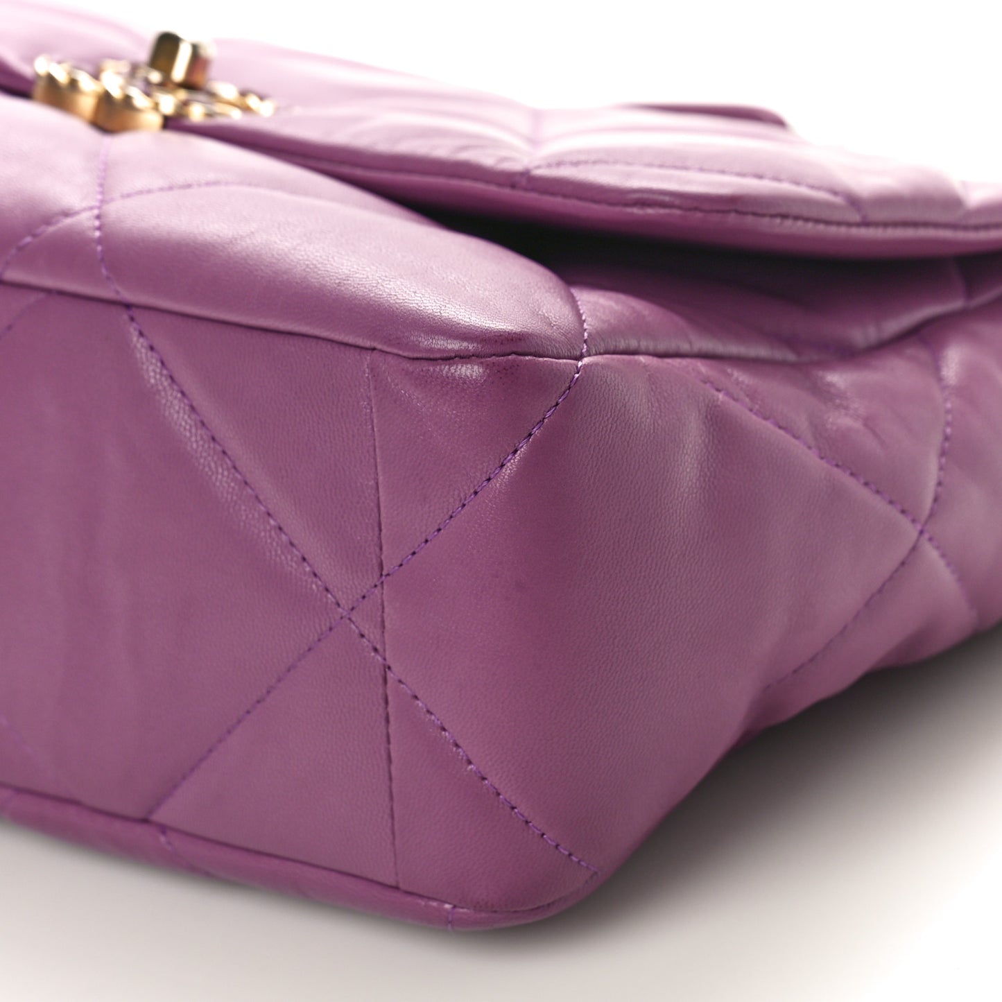 Goatskin Quilted Large Chanel 19 Flap Purple