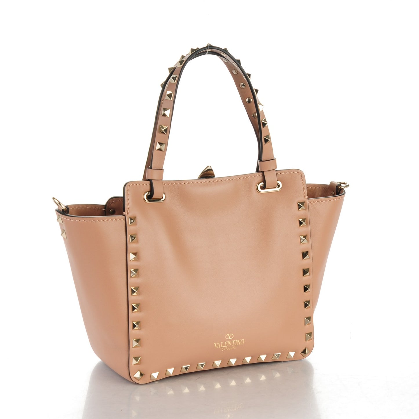 Vitello Small Rockstud Tote Skin Sorbet