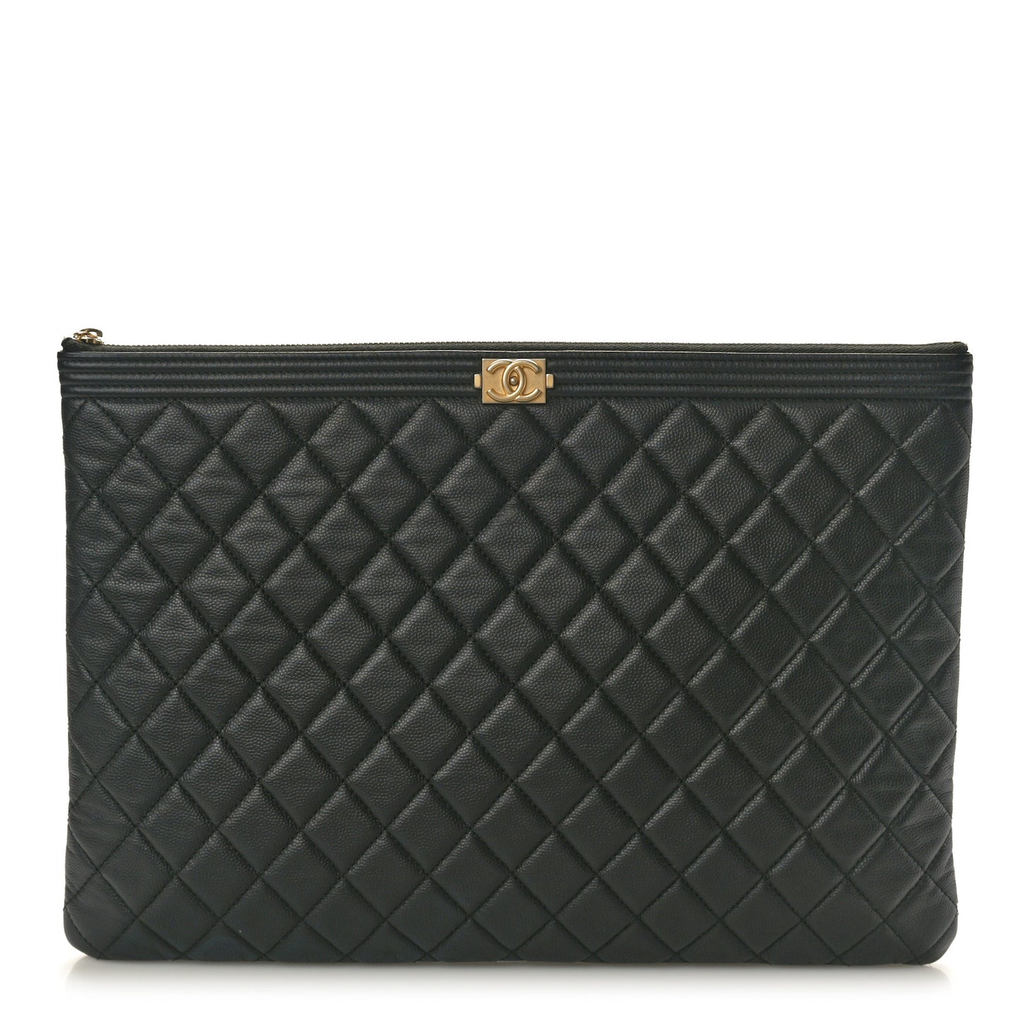Caviar Quilted Large Boy Cosmetic Case Black