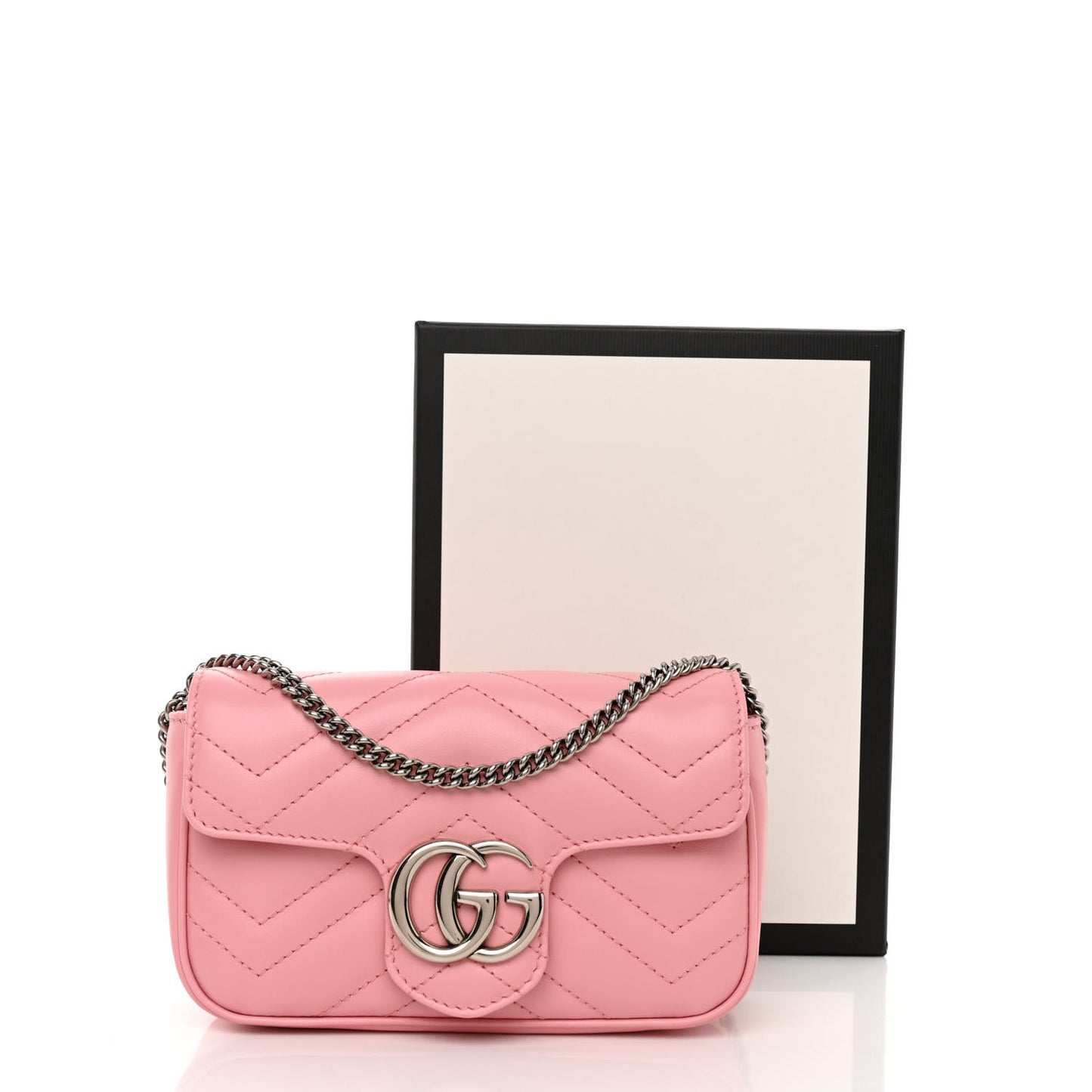 Calfskin Matelasse Super Mini GG Marmont Shoulder Bag Wild Rose