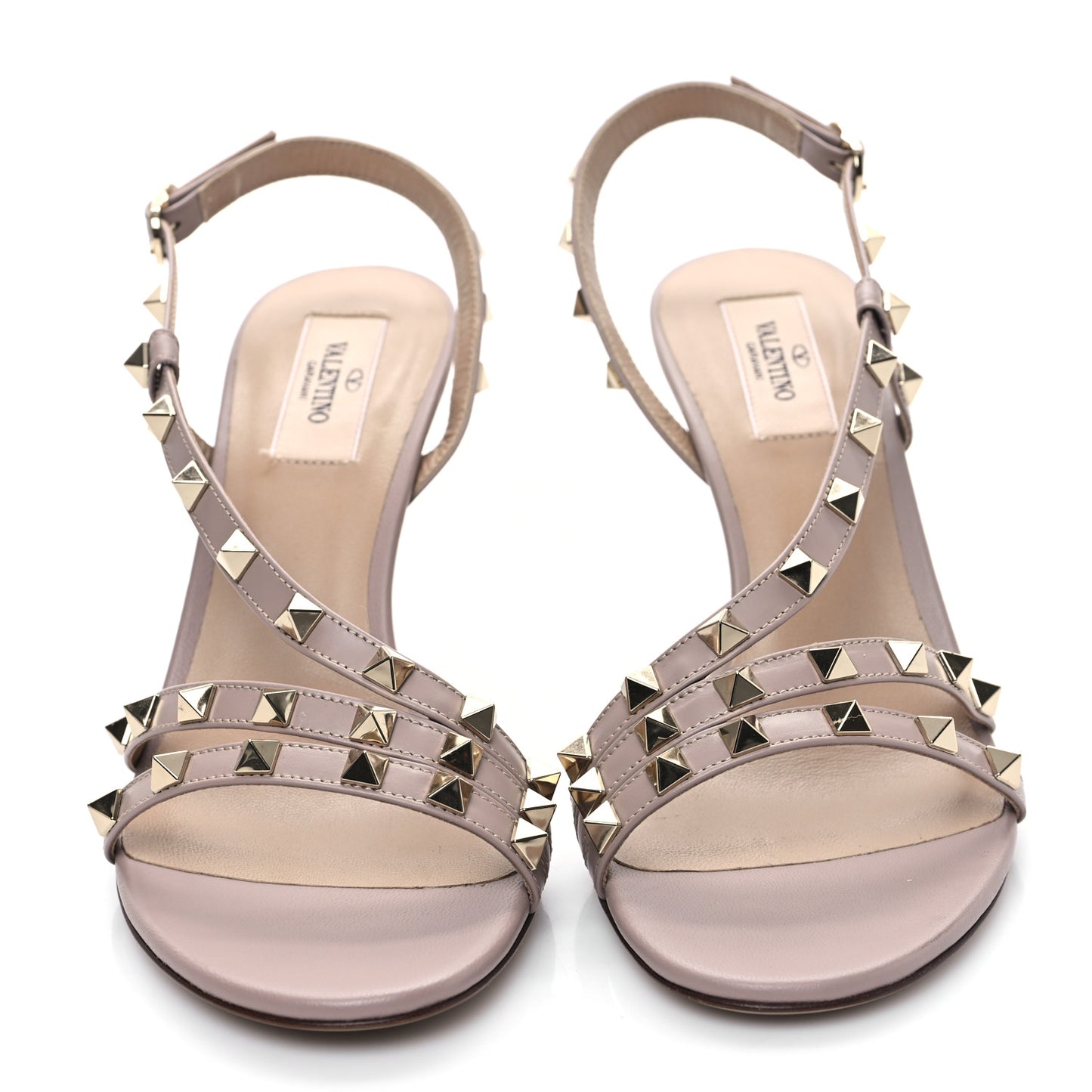 Nappa Rockstud Slingback 85mm Sandals 39 Poudre