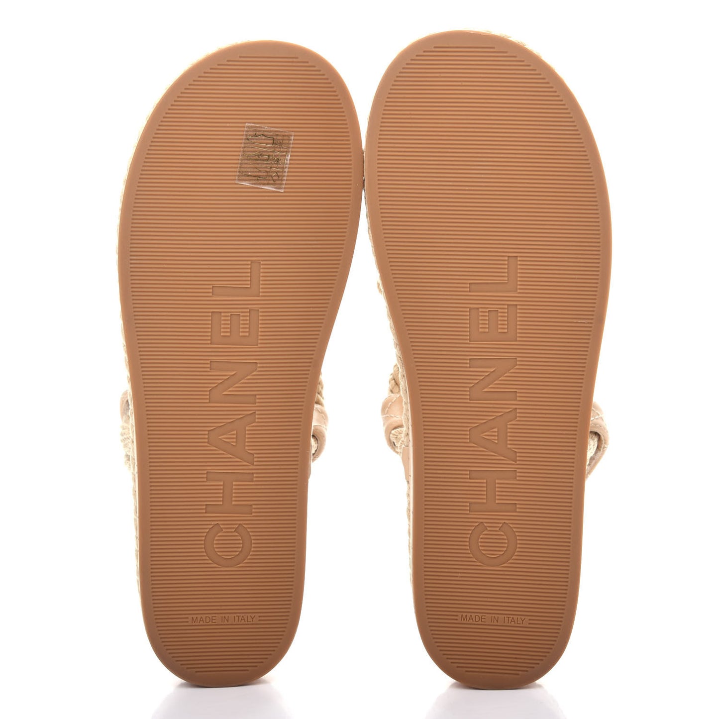 Cord Lambskin Quilted Logo Sandals 41 Beige