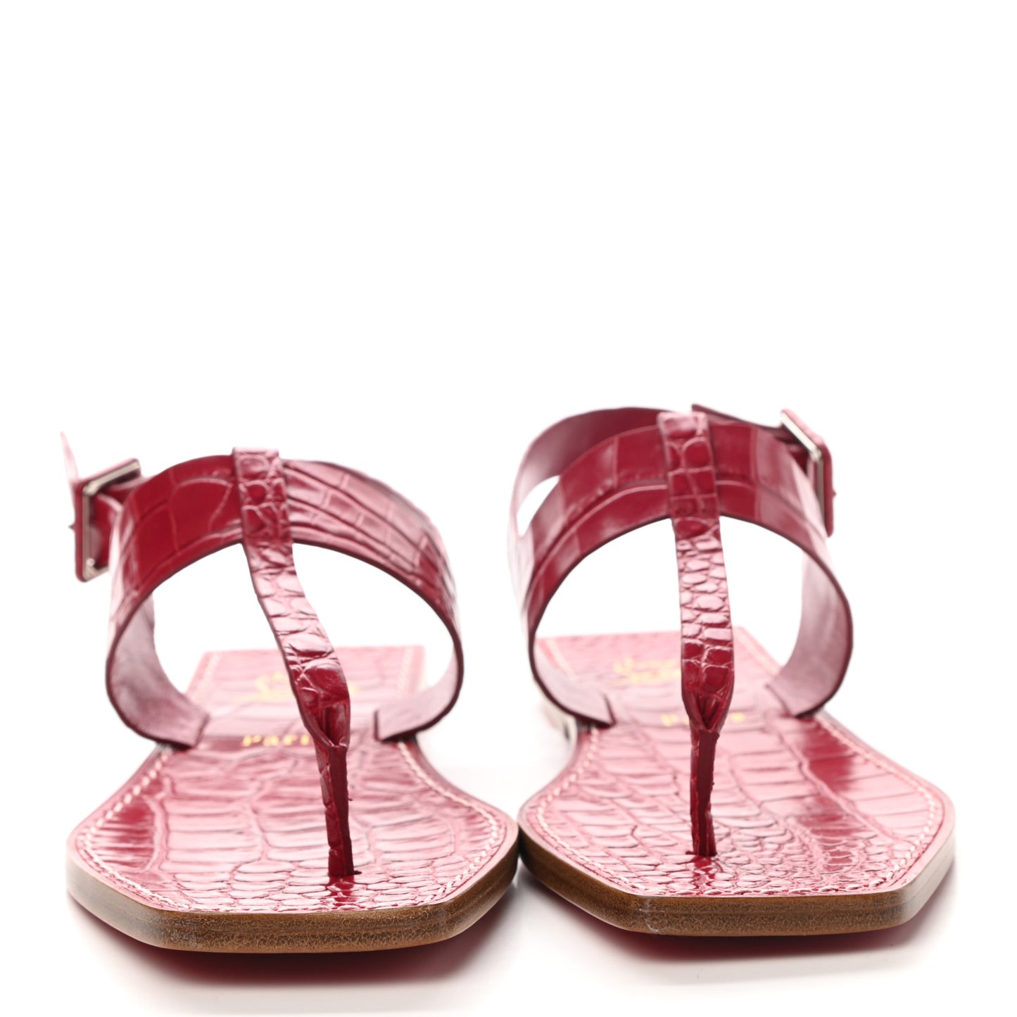 Calfskin Alligator Embossed Cubongo Flat Sandals 37.5 Persan