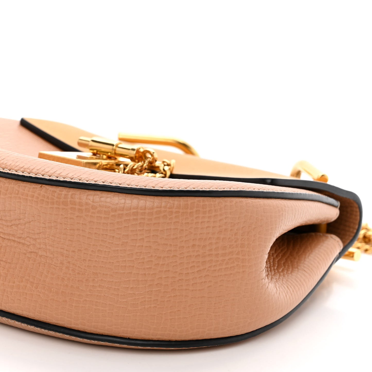 Grained Calfskin Lambskin Mini Drew Shoulder Bag Wet Sand Sunflower
