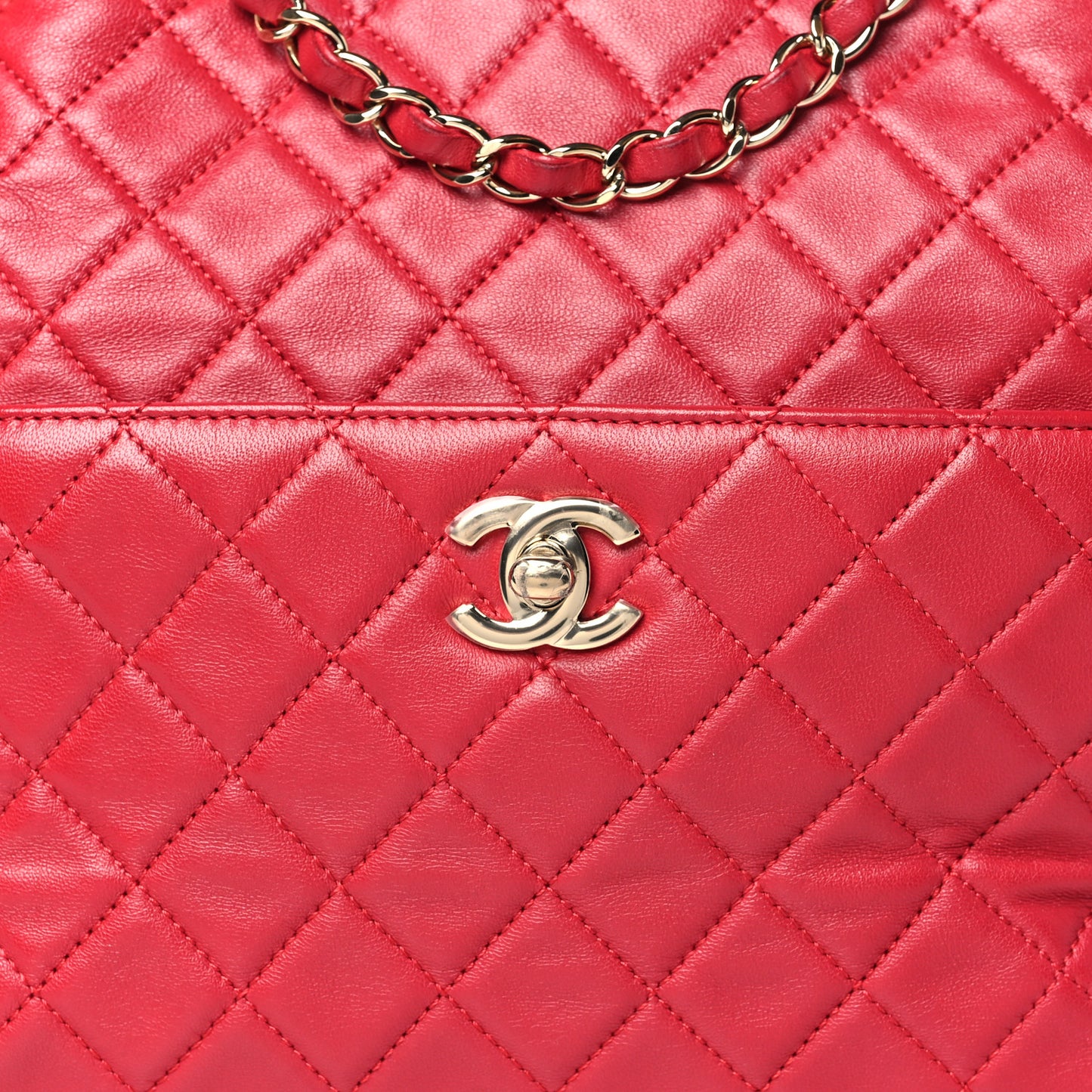 Lambskin Quilted Small Drawstring Shoulder Bag Dark Pink