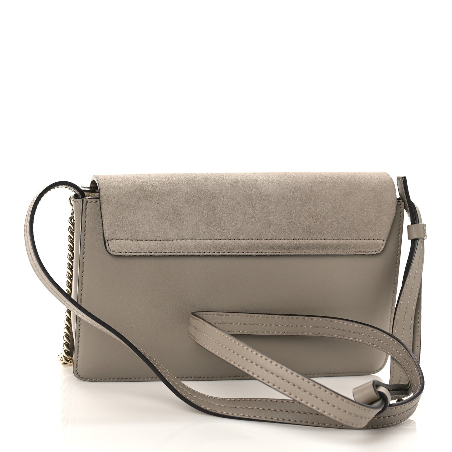 Suede Calfskin Small Faye Shoulder Bag Motty Grey