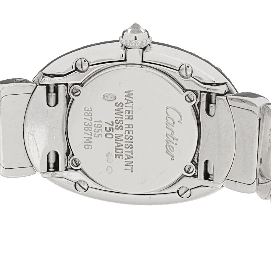 18K White Gold Diamond Bezel 23mm Baignoire Quartz Watch