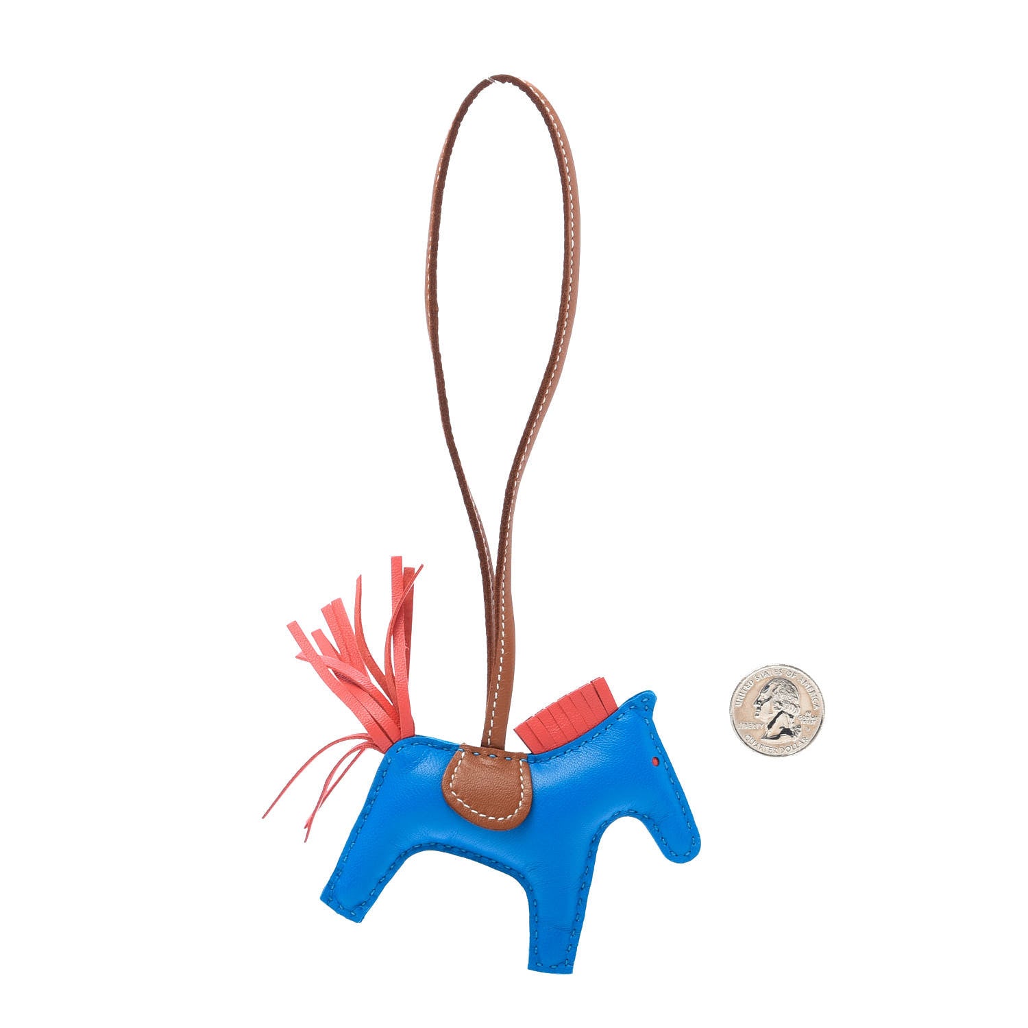 Hermes Milo Lambskin Grigri Rodeo Horse Bag Charm PM Blue Zanzibar Rose Texas Gold 2 of 6