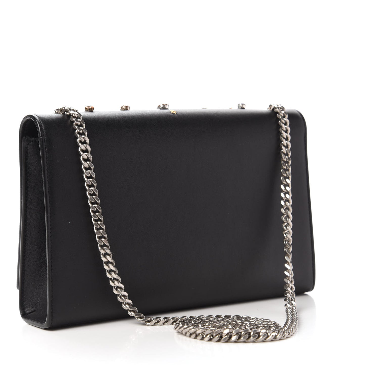 Calfskin Embellished Medium Monogram Kate Satchel Black