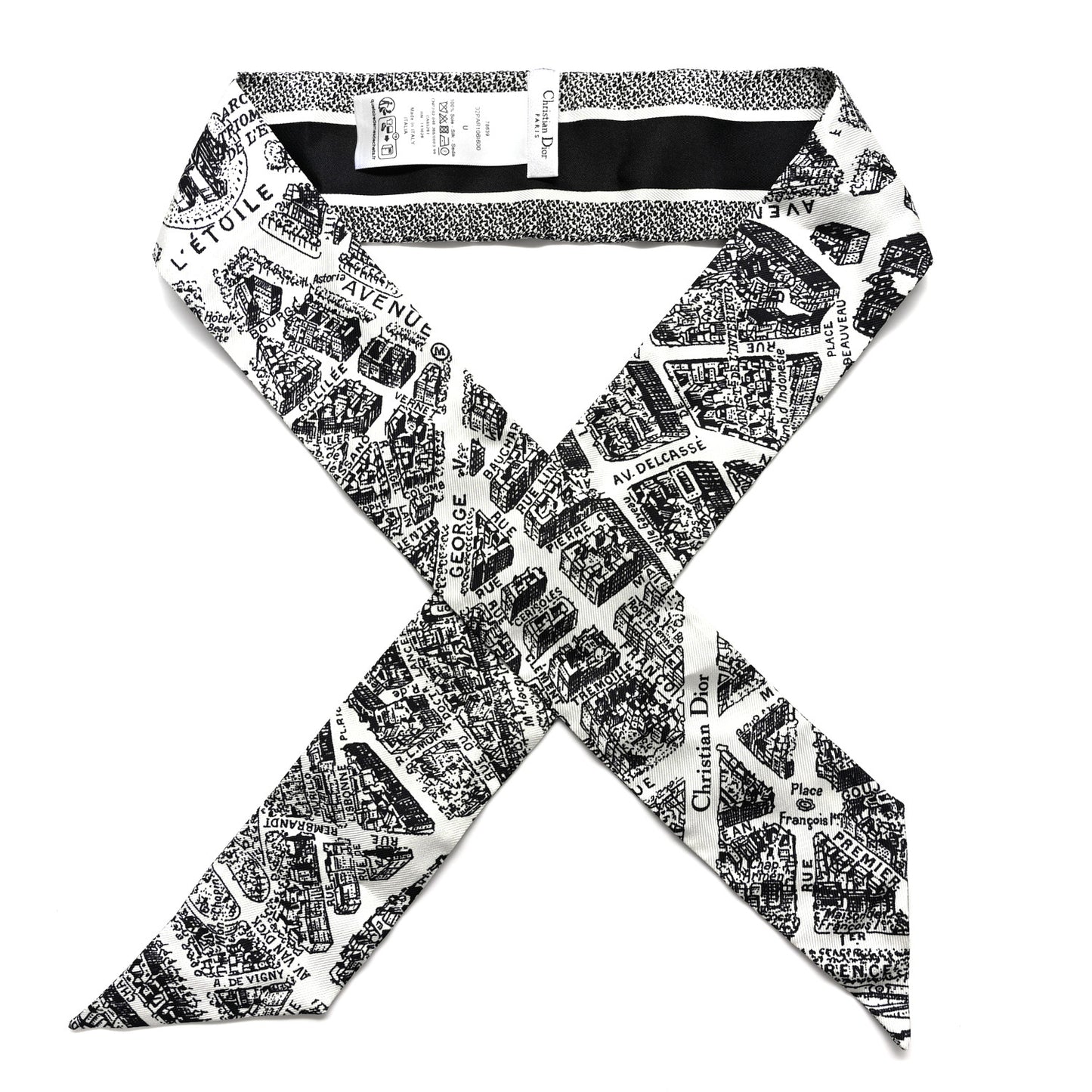Silk Plan De Paris Mitzah Scarf White Black