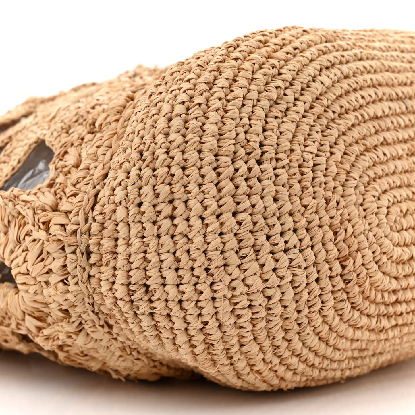 Raffia Crochet Slit Tote Bag Natural Tan