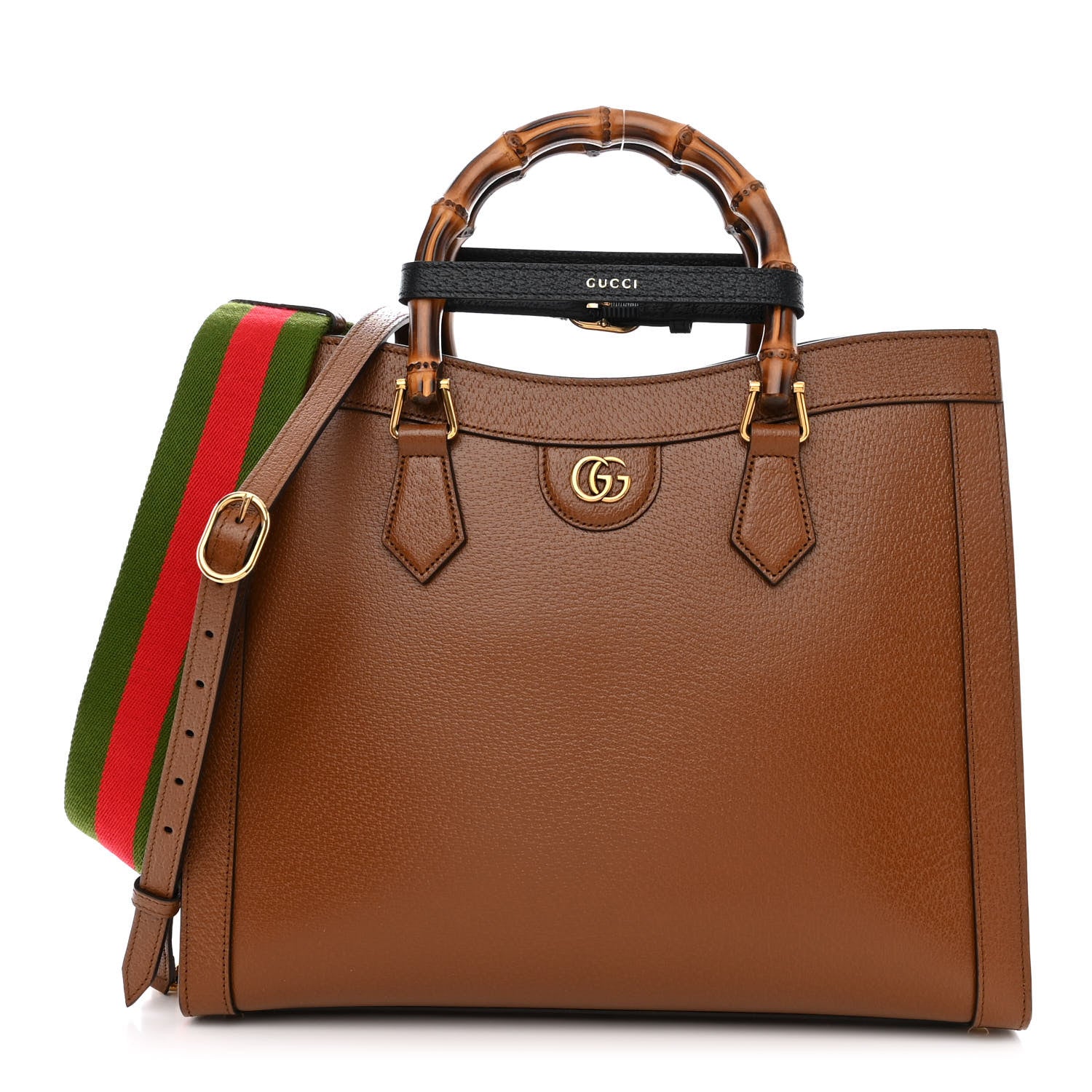 Gucci Textured Dollar Calfskin Medium Diana Tote Bag Cuir Black