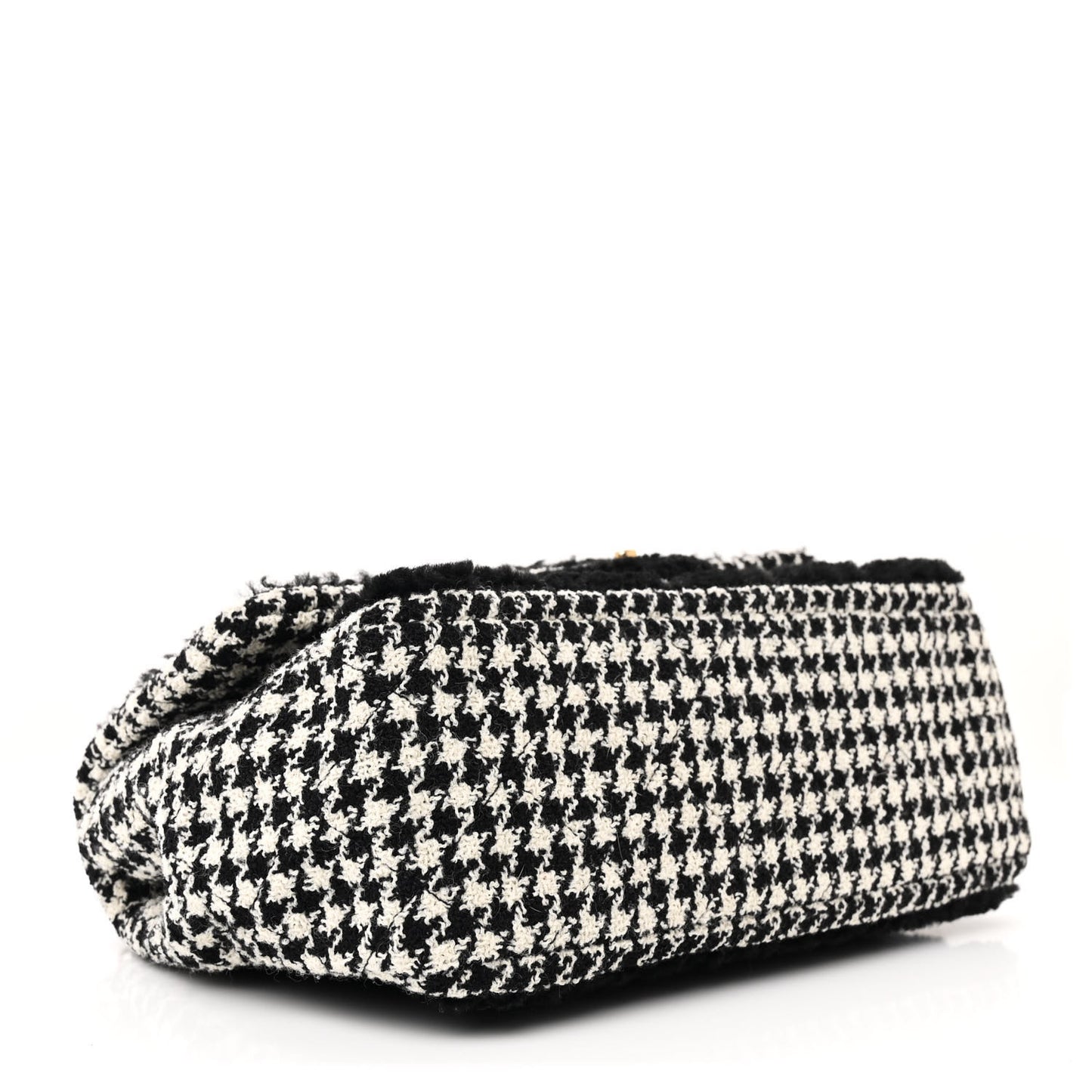 Shearling Tweed Jumbo Single Flap Black White