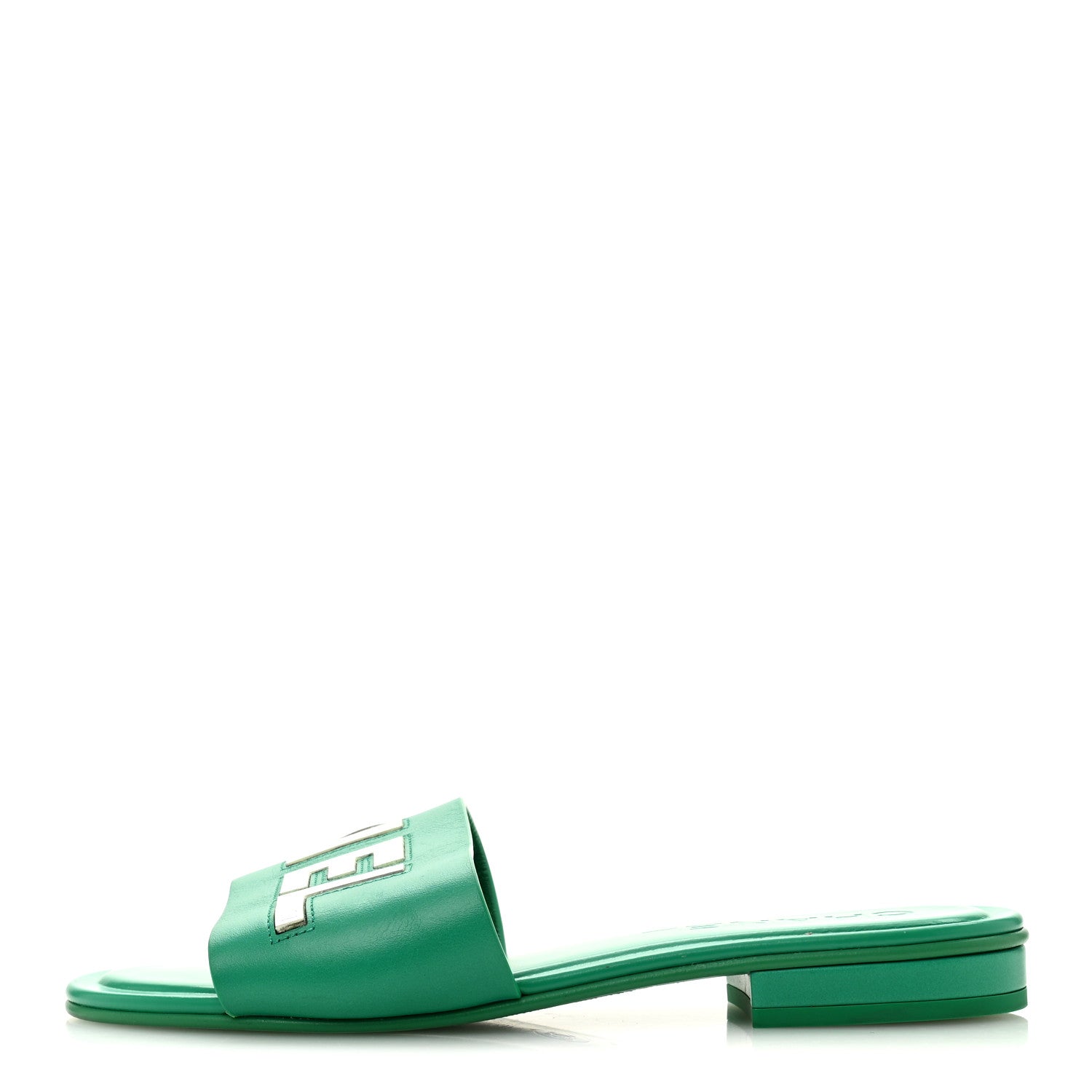 Chanel Calfskin Patent Calfskin Logo Mules 36 Green White 1885251