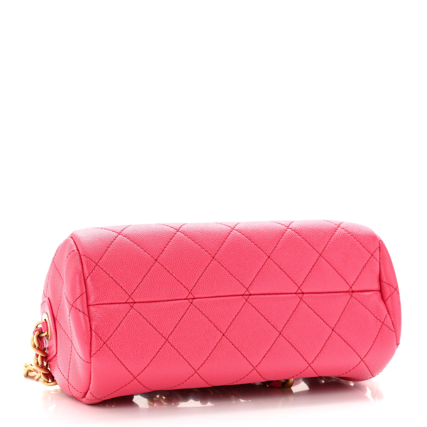 Caviar Quilted Small Fashion Therapy Bowling Bag Dark Pink