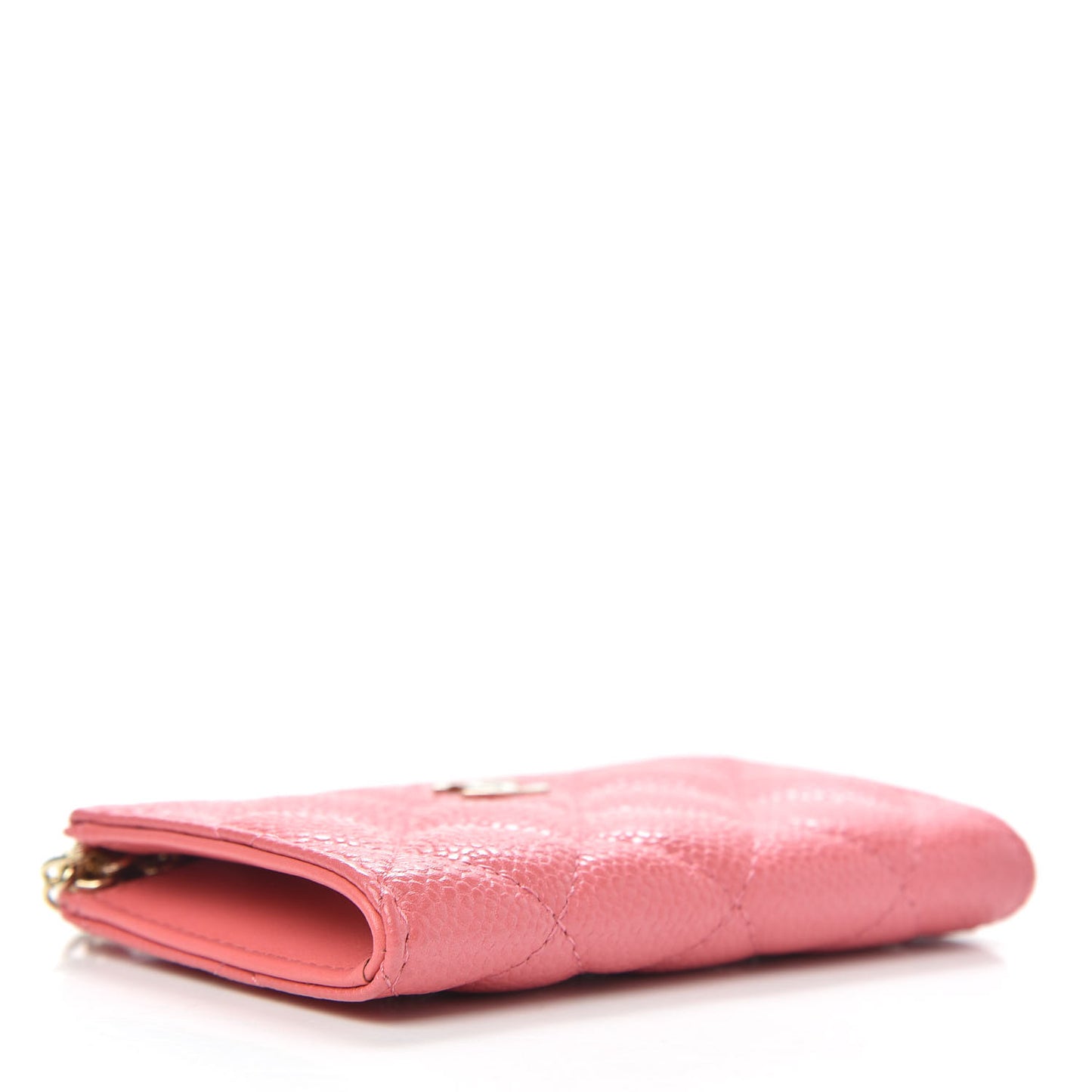 Metallic Caviar Quilted Key Holder Case Pink