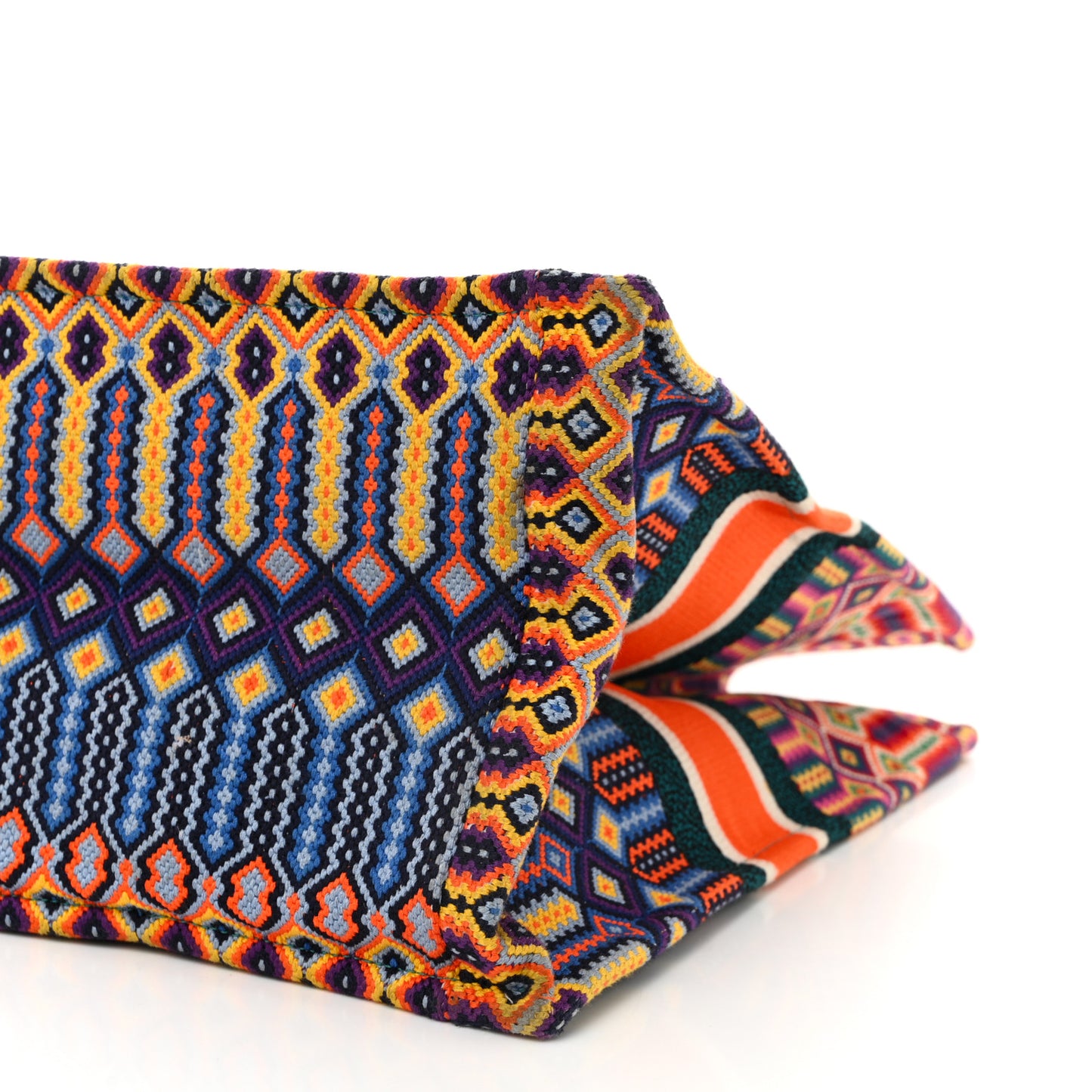 Canvas Embroidered Large Book Tote Orange Multicolor