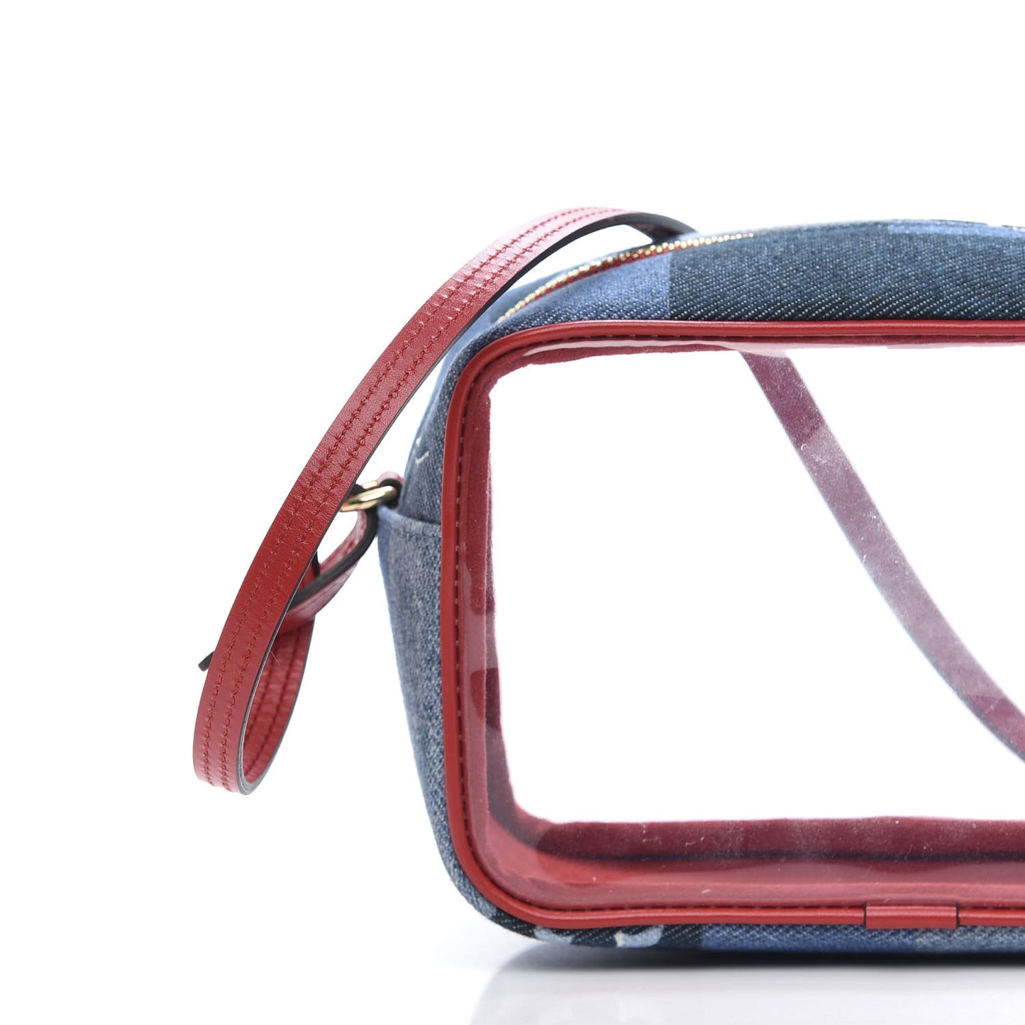 Denim Damier Monogram Patchwork PVC Beach Pouch Blue Rouge