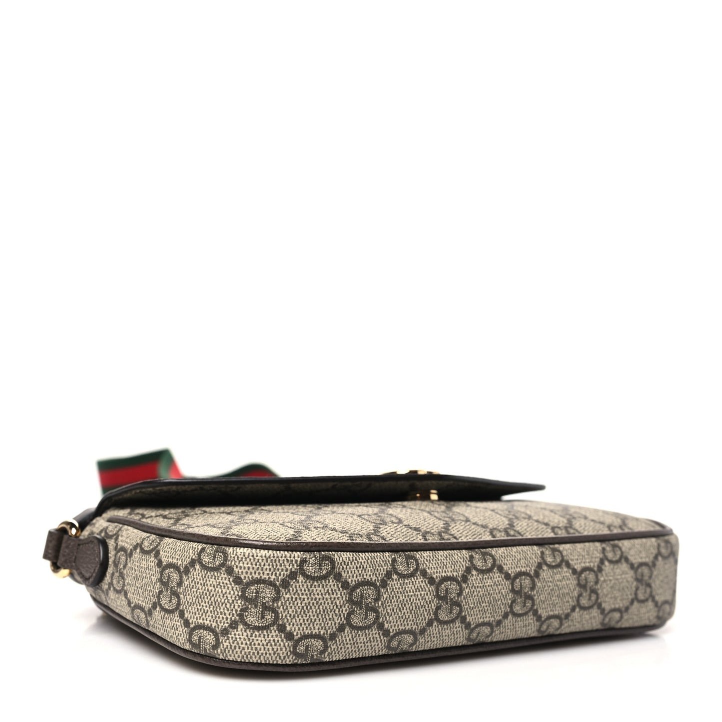 GG Supreme Monogram Textured Dollar Calfskin Web Mini Ophidia Envelope Shoulder Bag Beige Ebony