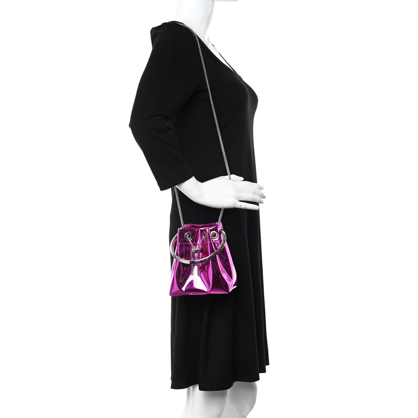 Metallic Fabric Bon Bon Mini Bag Fuchisa
