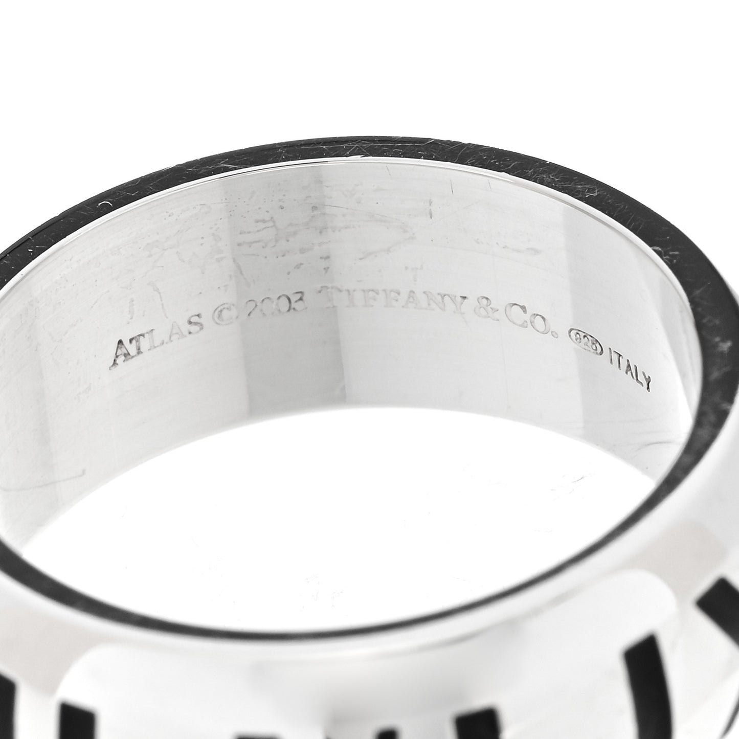 Sterling Silver Enamel Atlas Band Ring 56 7.5 Black