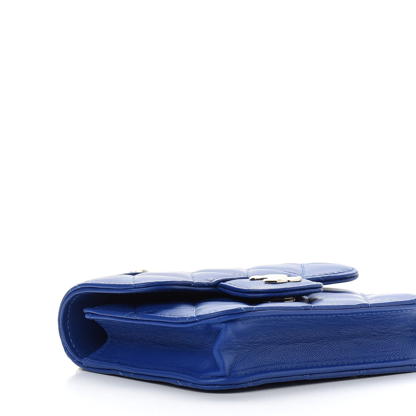 Lambskin Quilted Top Handle Flap Coin Purse With Chain Blue