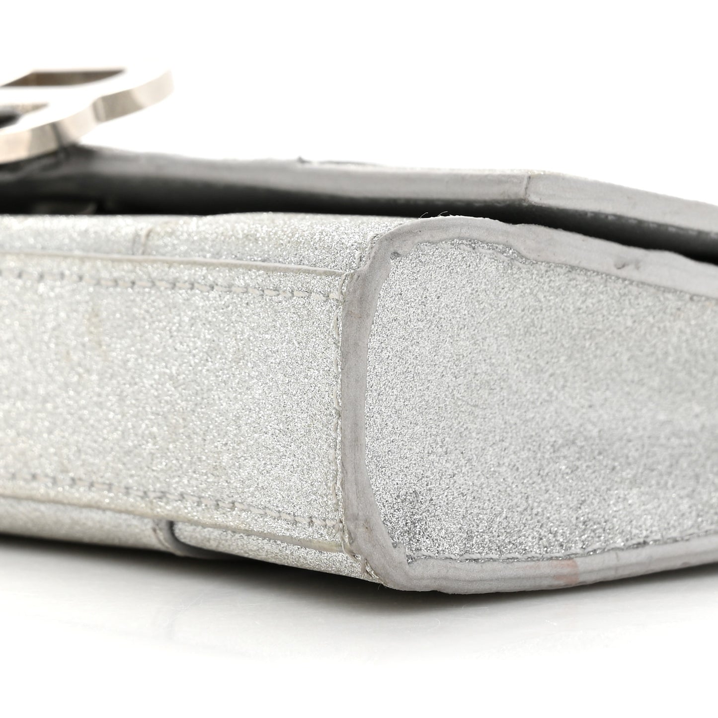 Sparkling Fabric XS Hourglass Wallet On Chain Silver