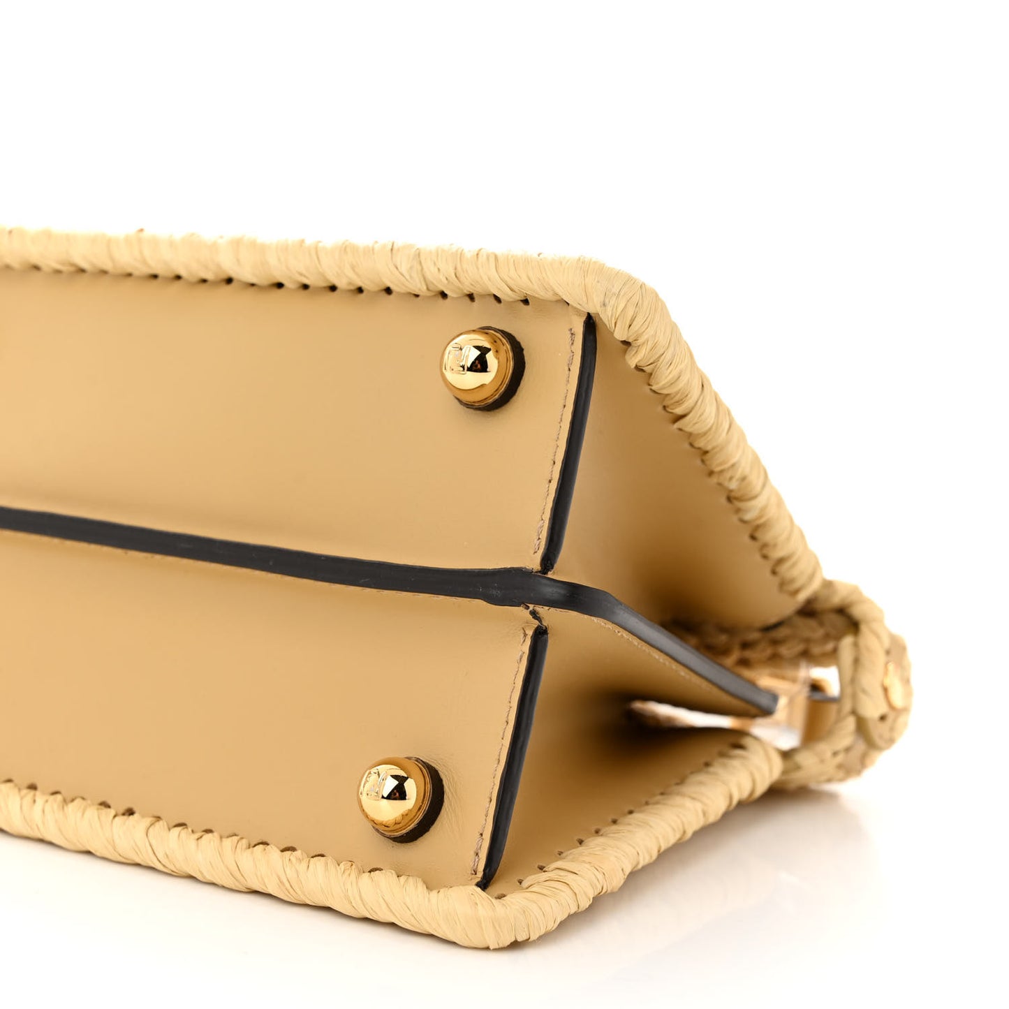 Paglia Vitello King Nappa Woven Petite Peekaboo I SEE U Satchel Sahara