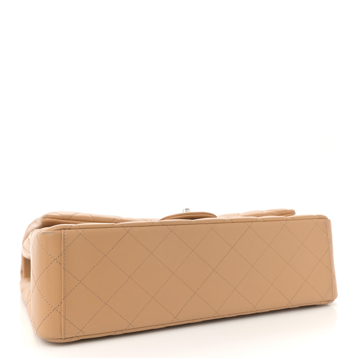 Lambskin Quilted Maxi Double Flap Beige