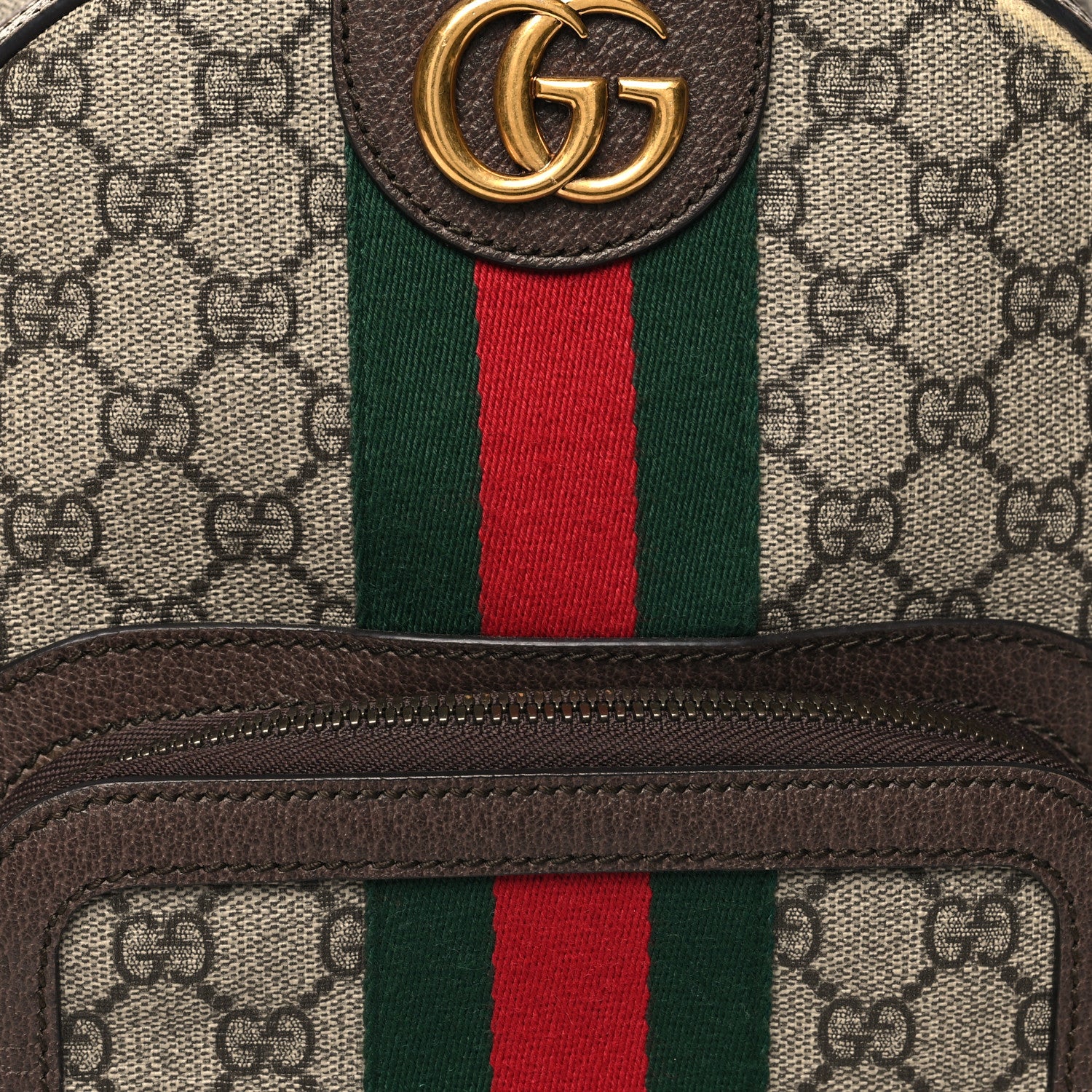 Gucci GG Supreme Monogram Calfskin Web Small Ophidia Day Backpack Beige Ebony New Acero 8 of 12