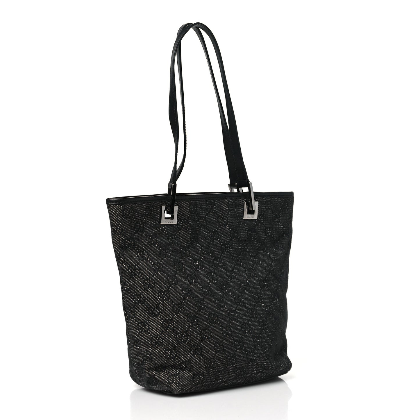 Denim Monogram Small Bucket Tote Black