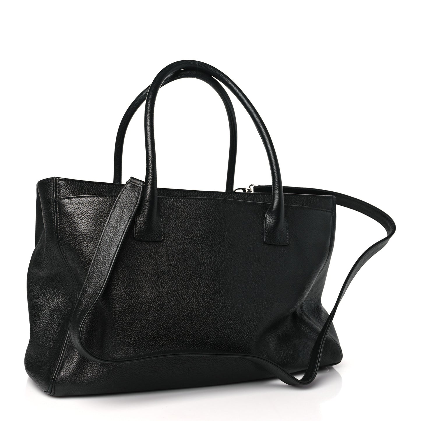 Calfskin Cerf Executive Shopper Tote Black