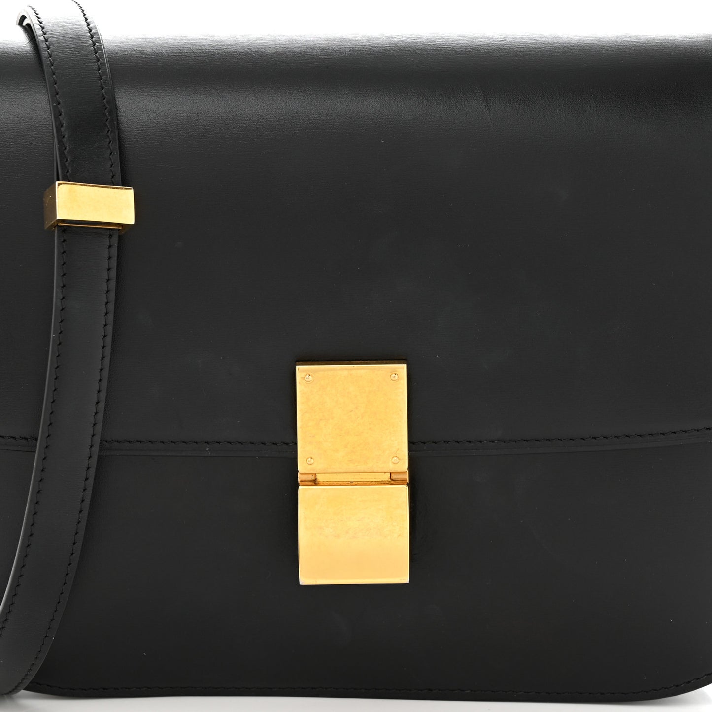 Box Calfskin Medium Classic Box Flap Bag Black