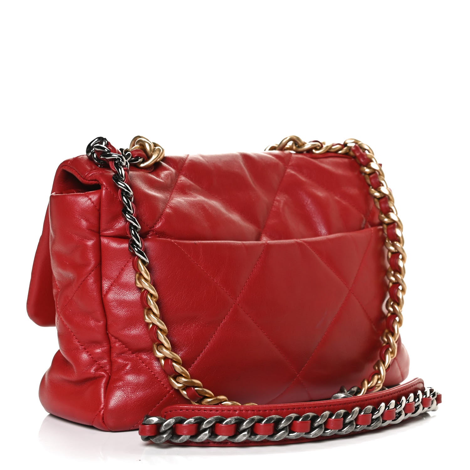 Chanel Lambskin Quilted Large Chanel 19 Flap Red 3 of 16