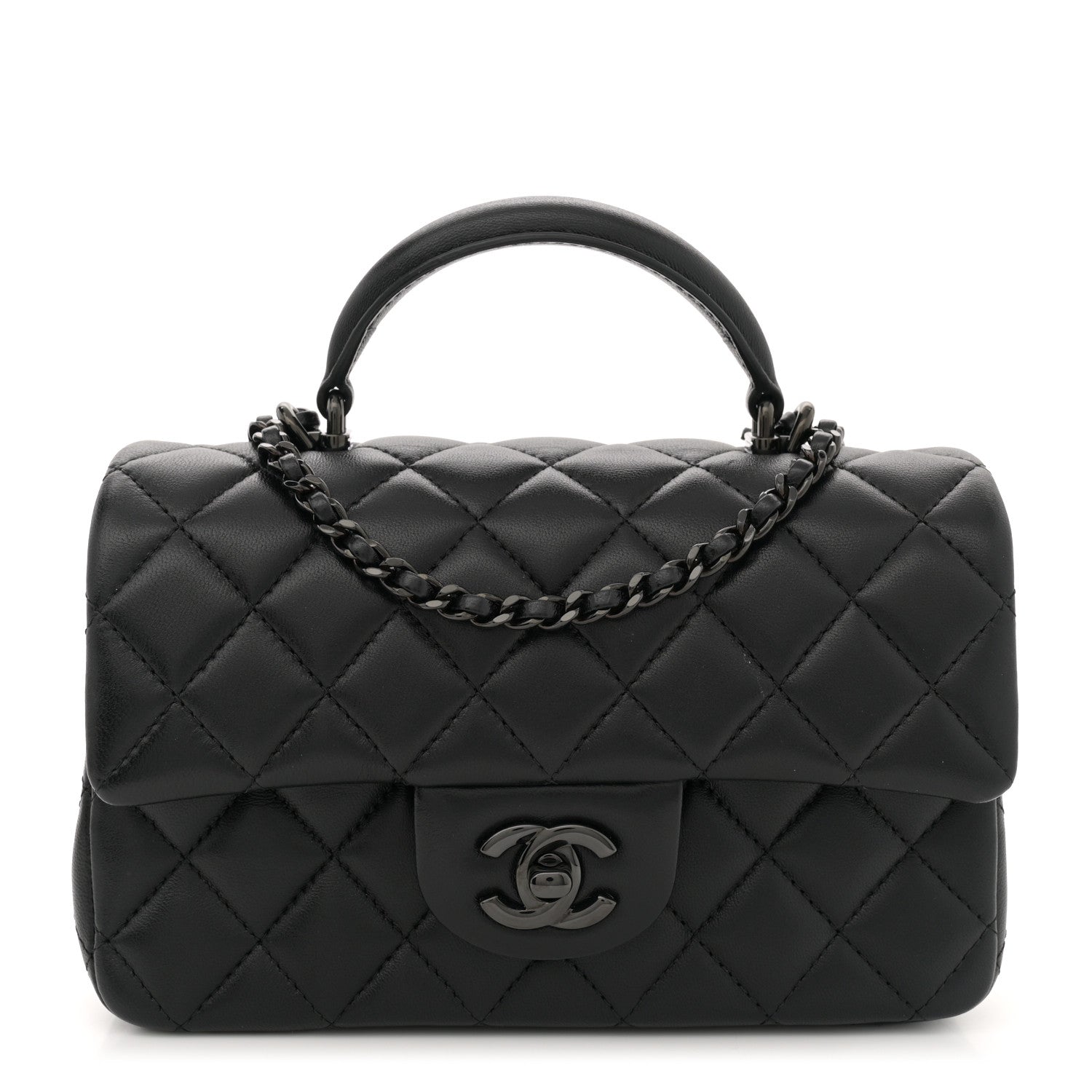 Chanel Lambskin Quilted Mini Top Handle Rectangular Flap So Black 1 of 11