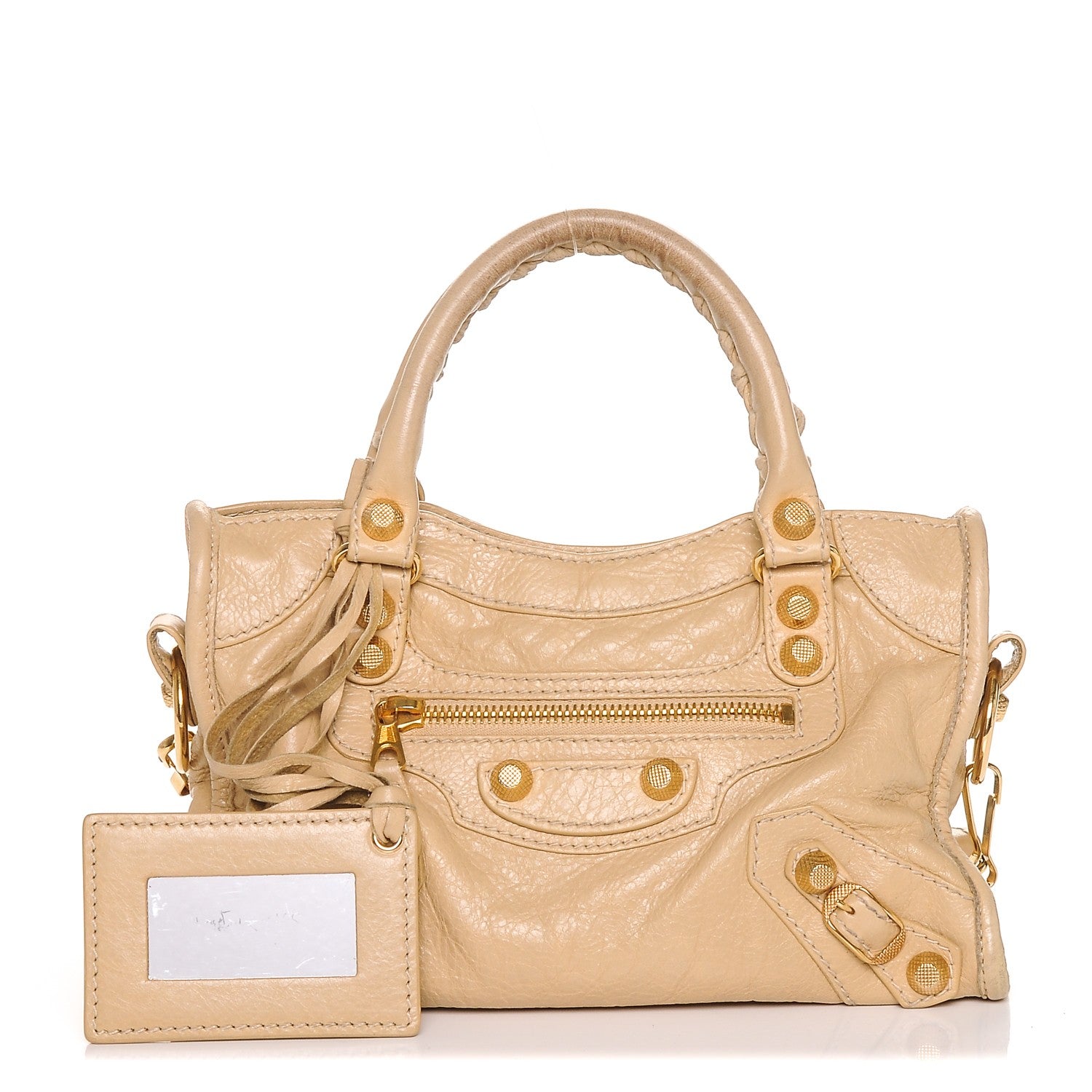 Balenciaga Agneau Giant 12 Gold Hardware Mini City Beige Oryx